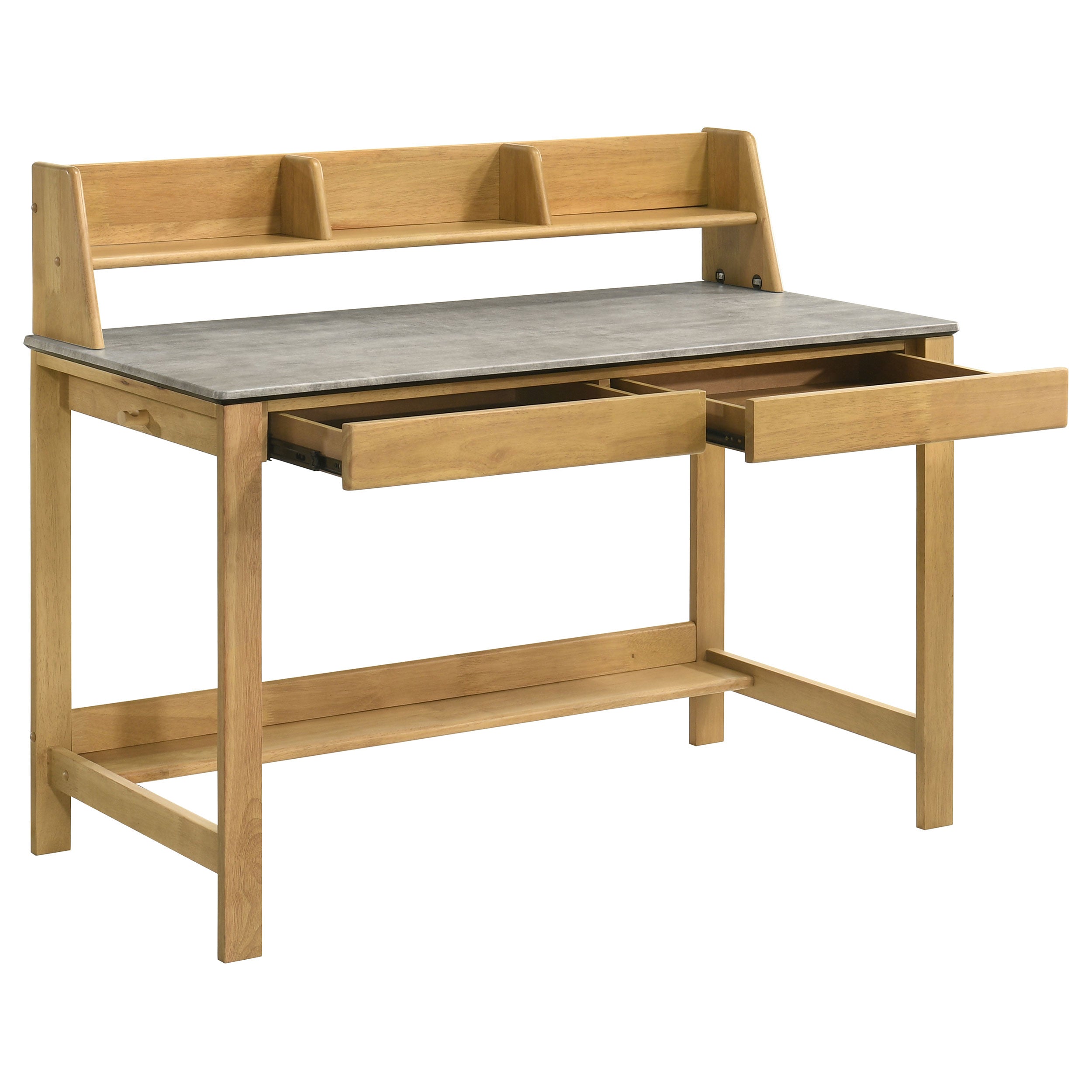 Besler 47-inch SmartTop Writing Desk with Shelf Cement and Natural — view 3
