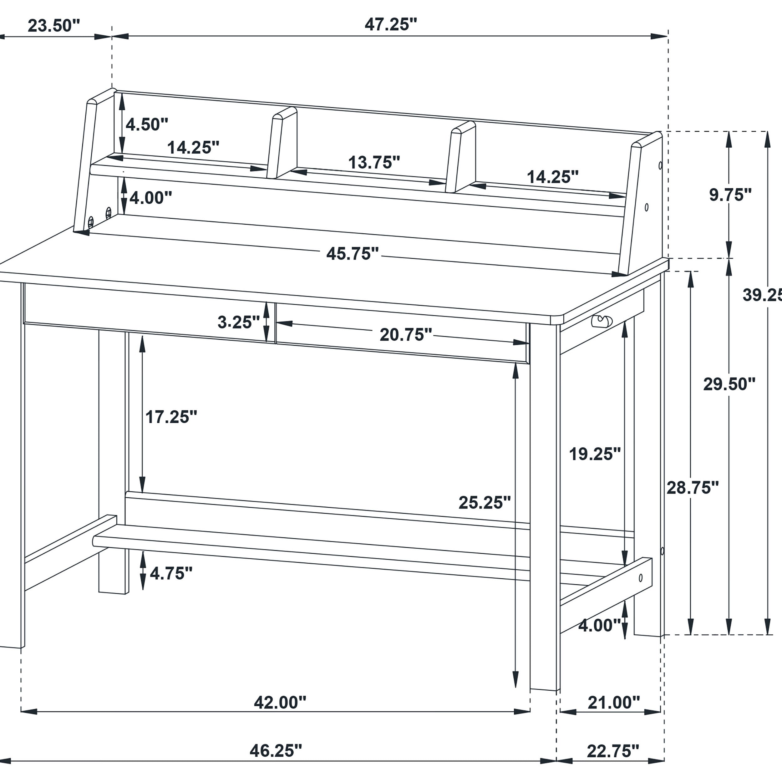 Besler 47-inch SmartTop Writing Desk with Shelf Cement and Natural — view 15
