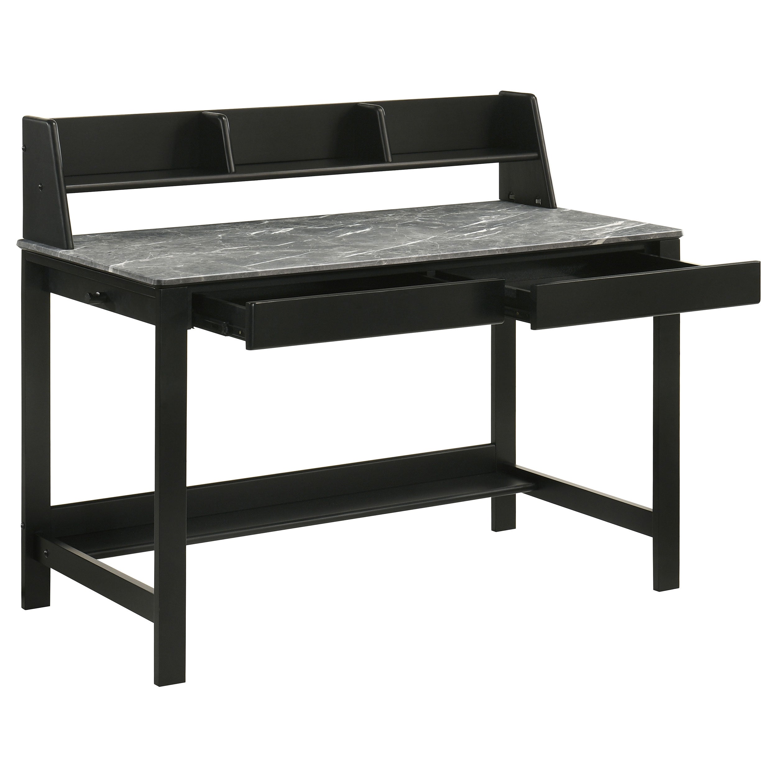 Besler 47-inch SmartTop Writing Desk with Shelf Grey Stone and Black — view 3