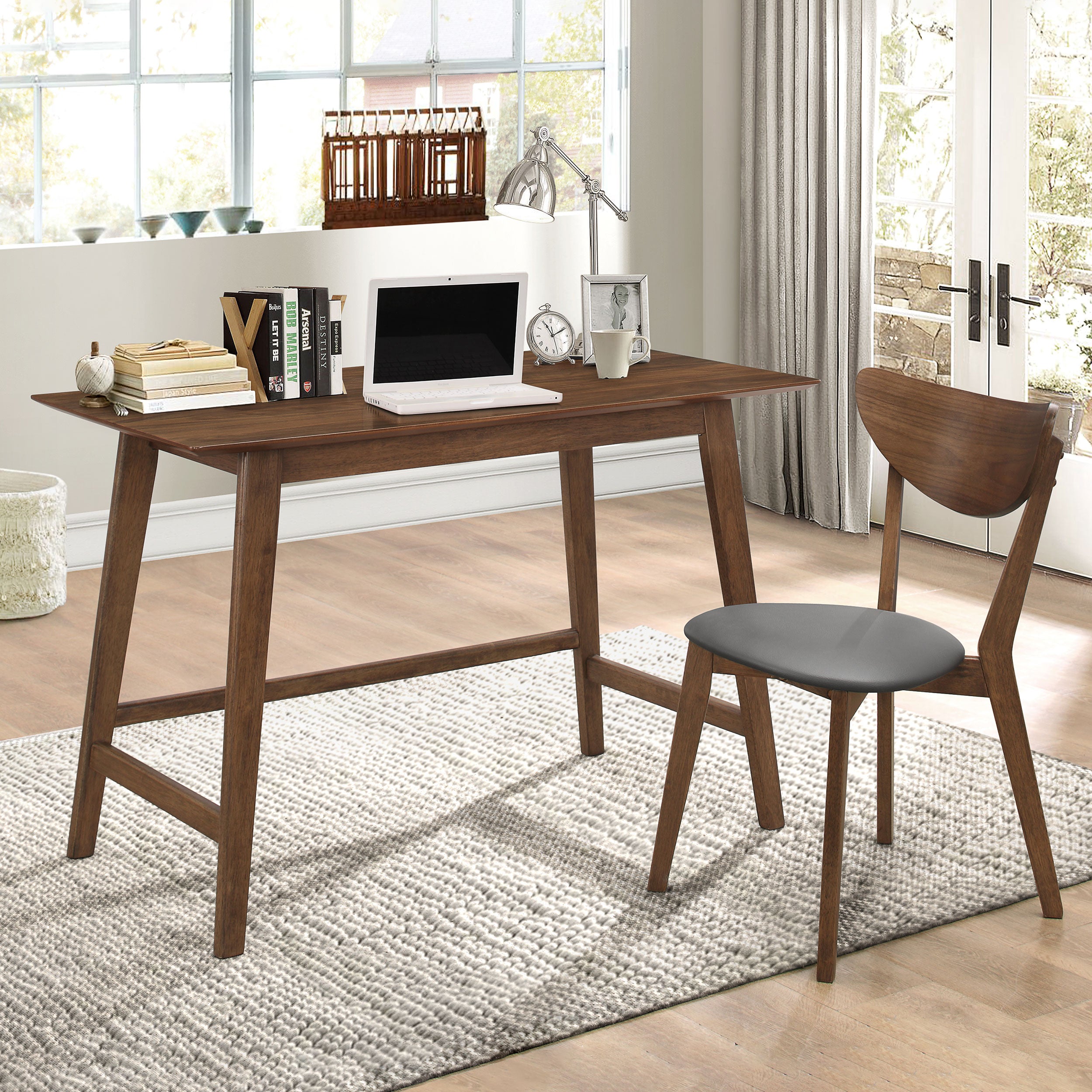 Karri 2-piece Home Office Computer Desk and Chair Set Walnut — view 2