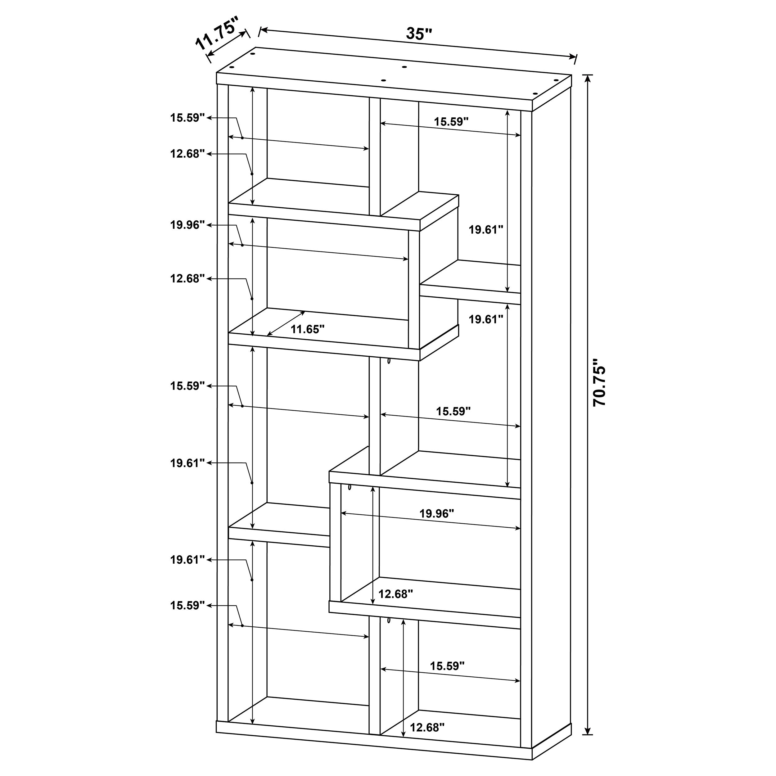 Theo 71-inch 6-shelf Bookshelf Grey Driftwood — view 11