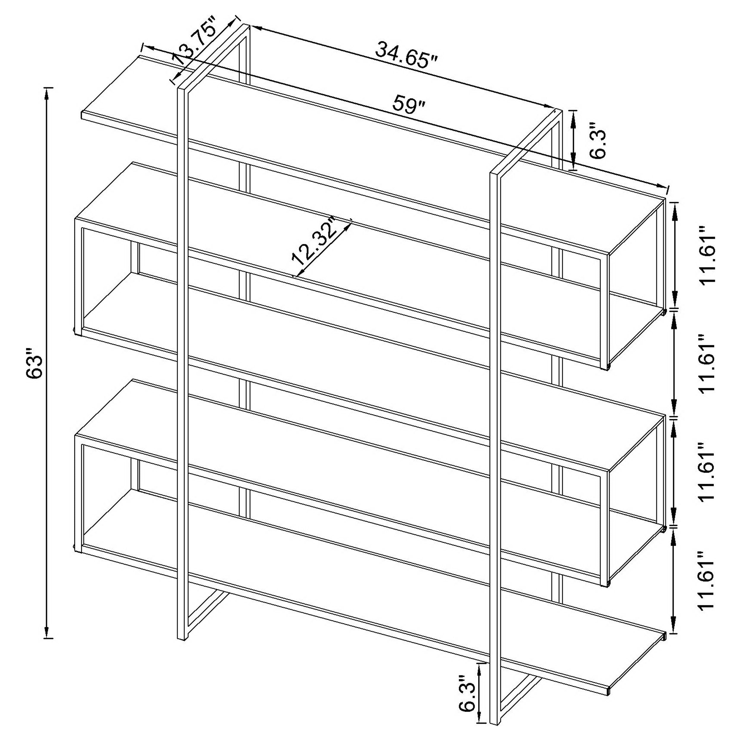 Elmer 63-inch 5-shelf Bookshelf Clear and Chrome — view 7