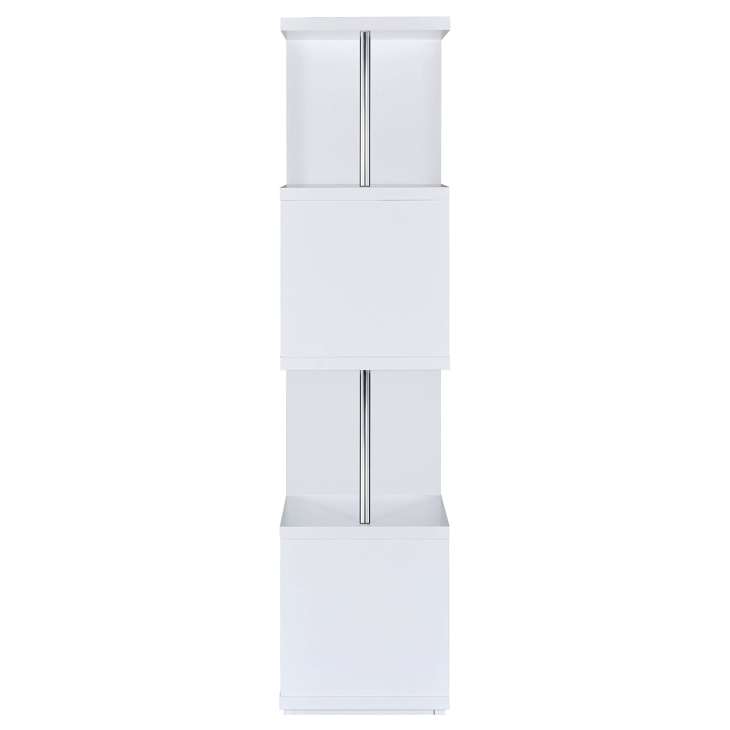 Baxter 67-inch 4-shelf Bookshelf White and Chrome — view 3