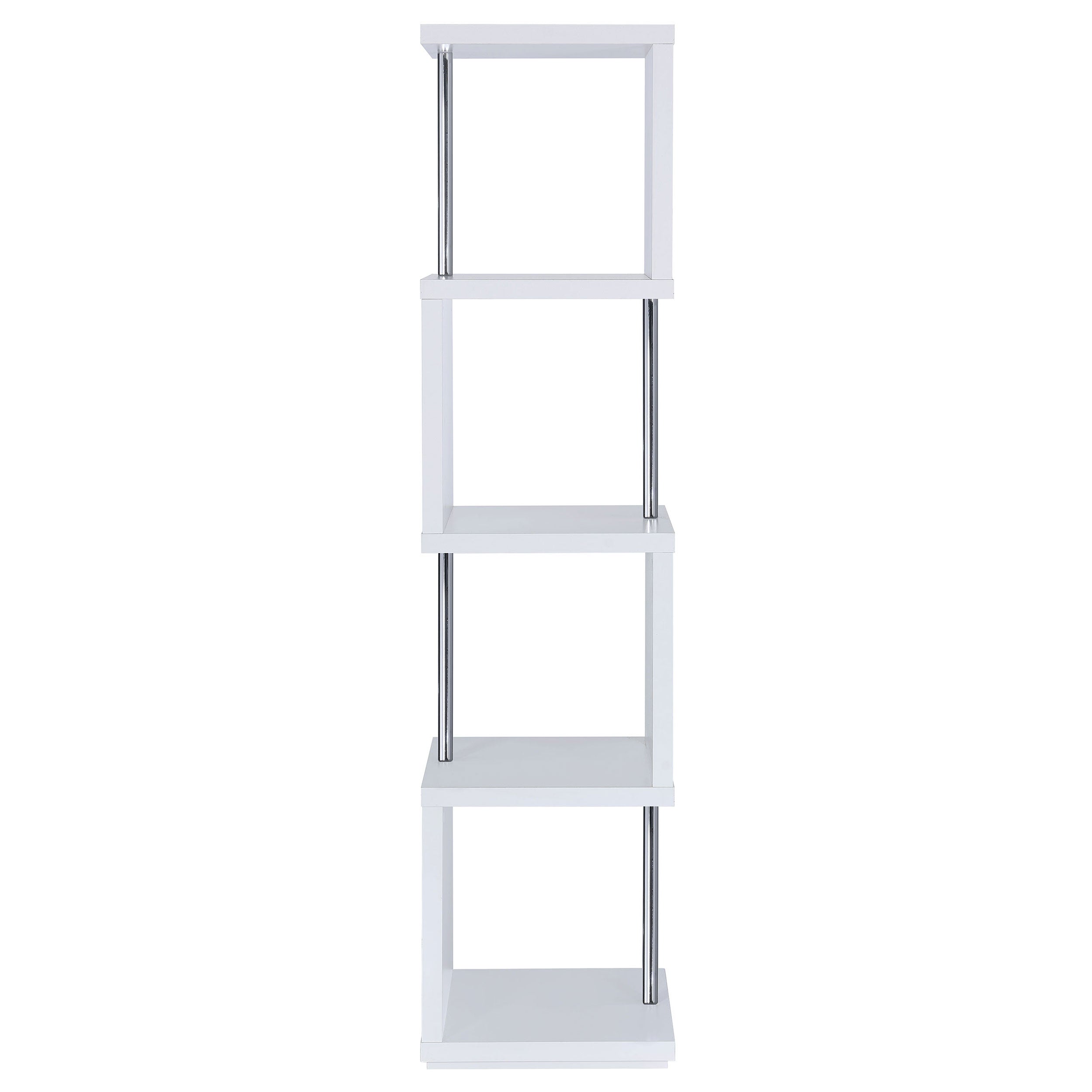 Baxter 67-inch 4-shelf Bookshelf White and Chrome — view 5