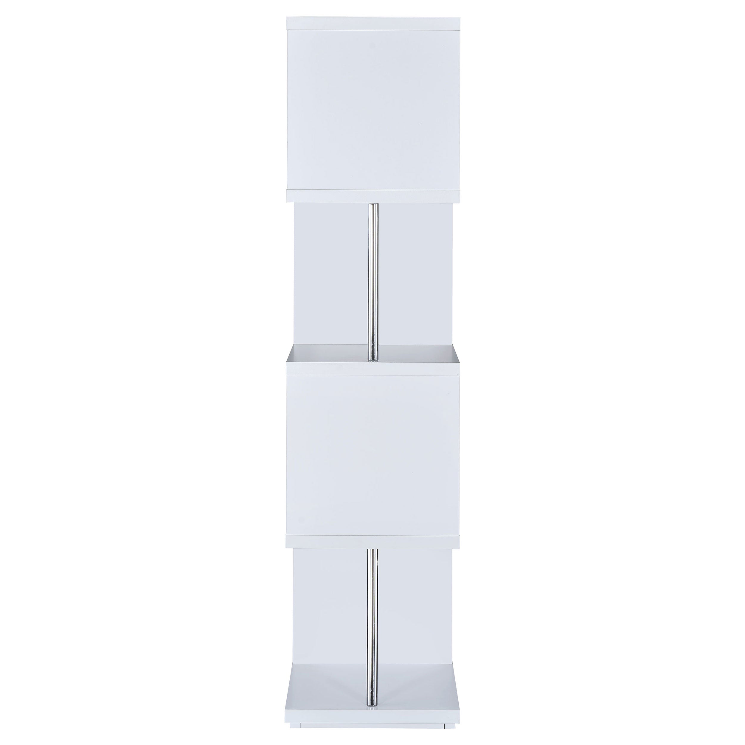 Baxter 67-inch 4-shelf Bookshelf White and Chrome — view 7