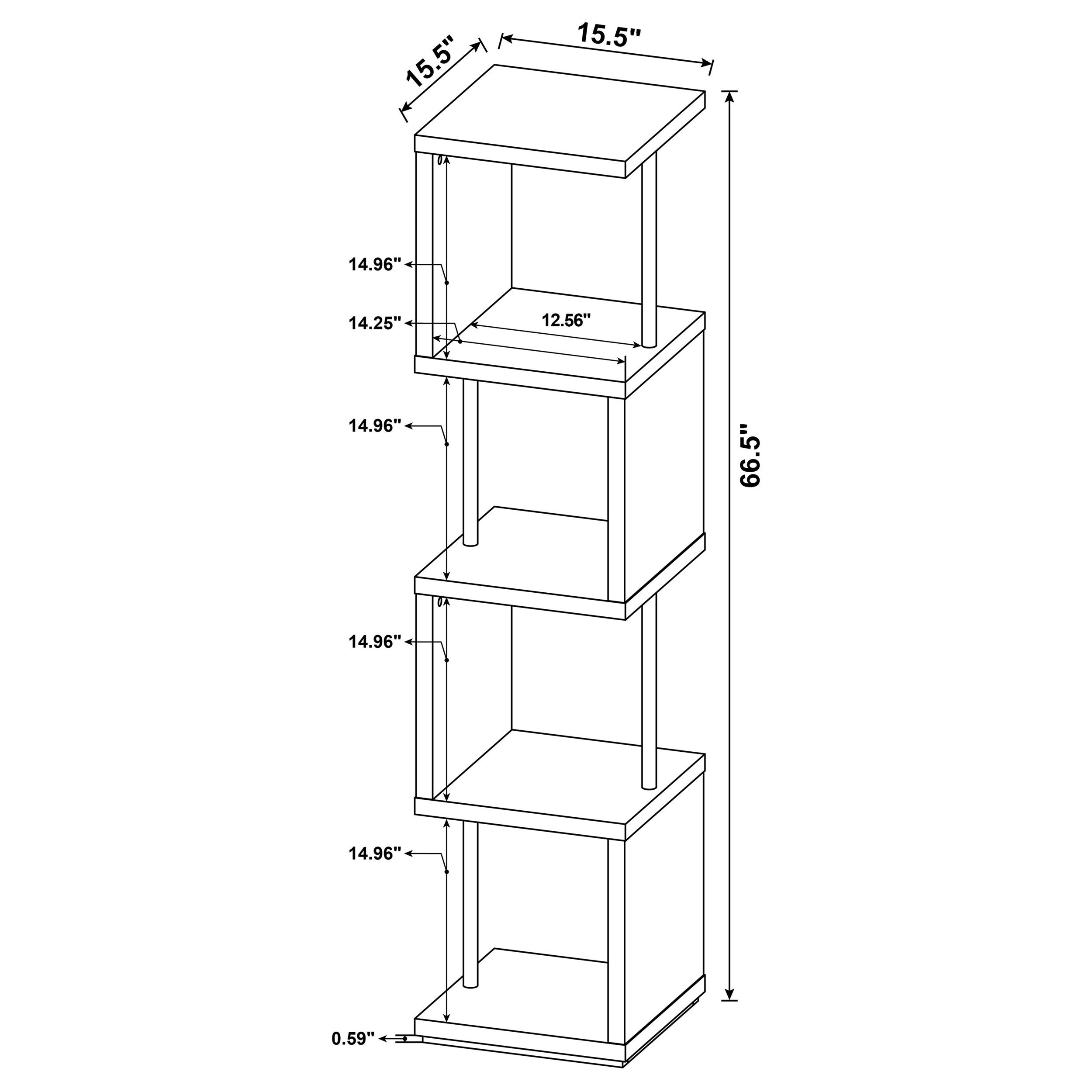Baxter 67-inch 4-shelf Bookshelf White and Chrome — view 11