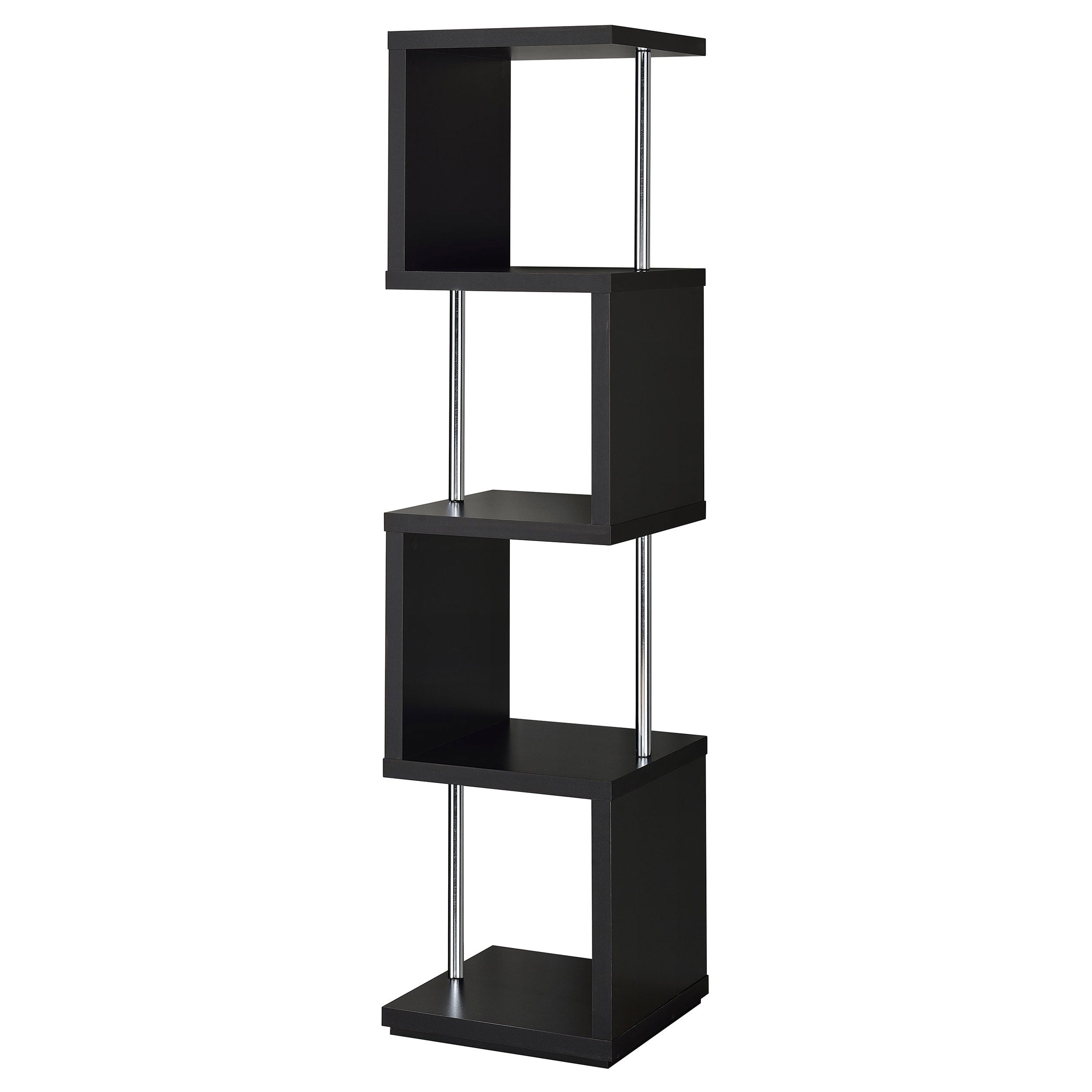 Baxter 67-inch 4-shelf Bookshelf Black and Chrome — view 1
