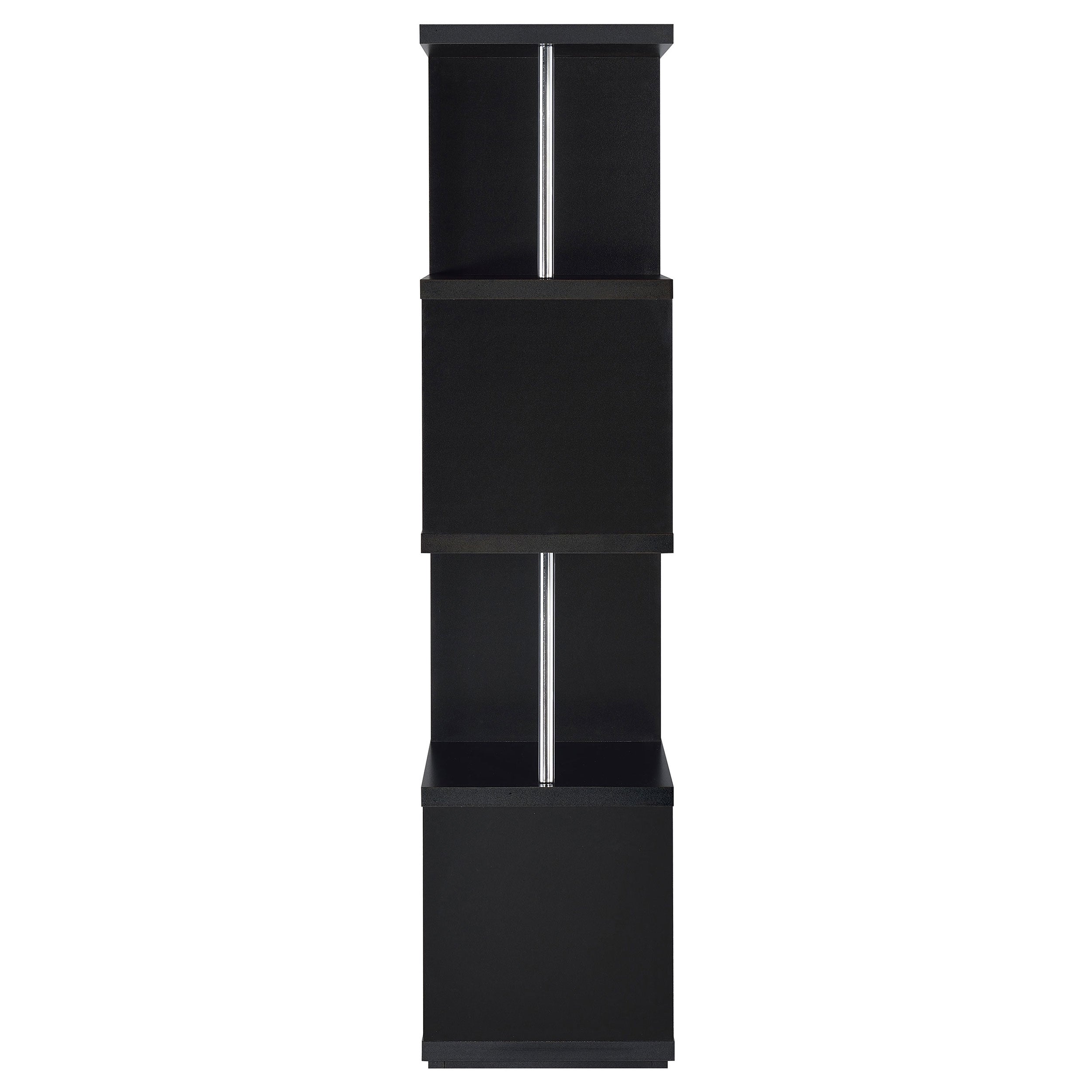 Baxter 67-inch 4-shelf Bookshelf Black and Chrome — view 3