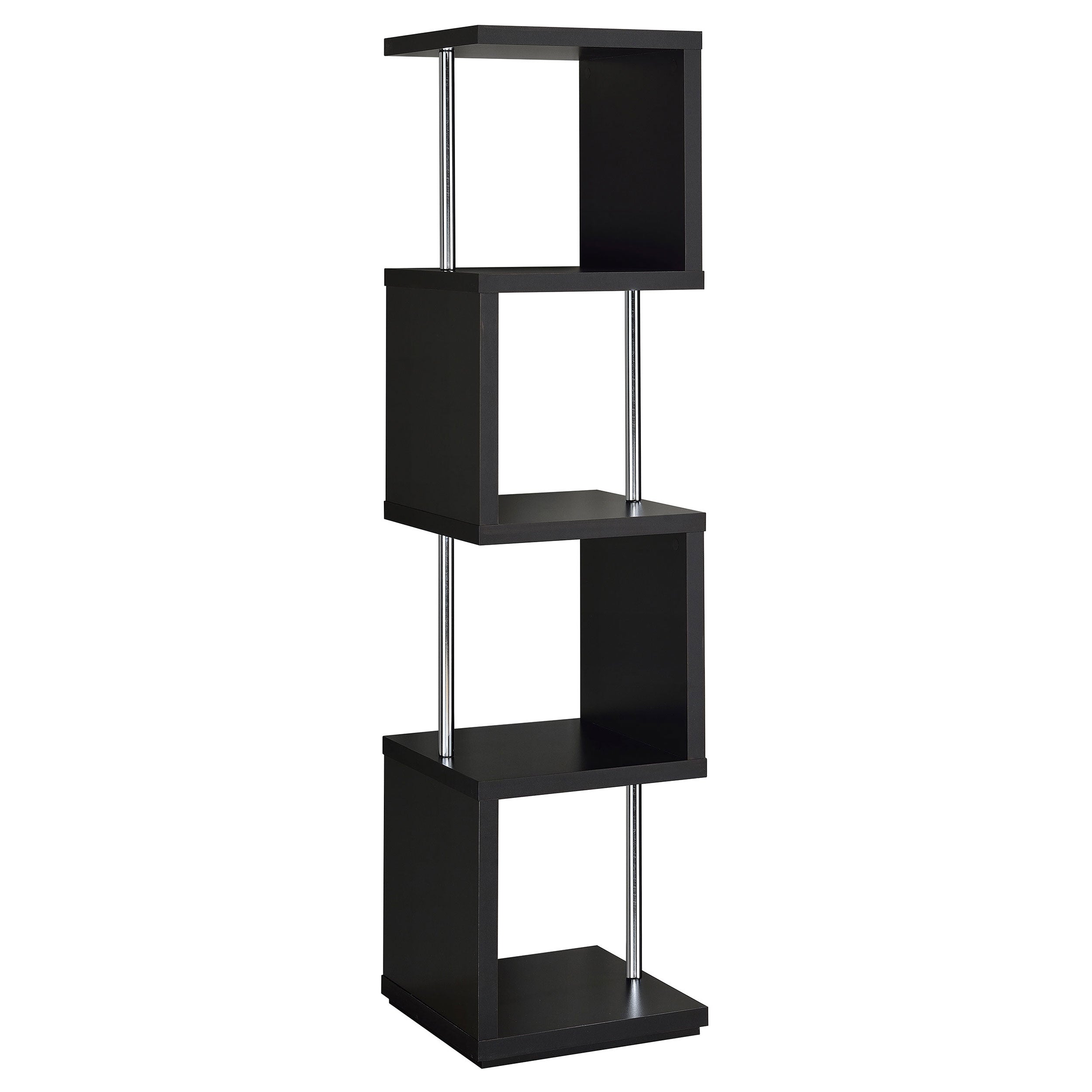 Baxter 67-inch 4-shelf Bookshelf Black and Chrome — view 4