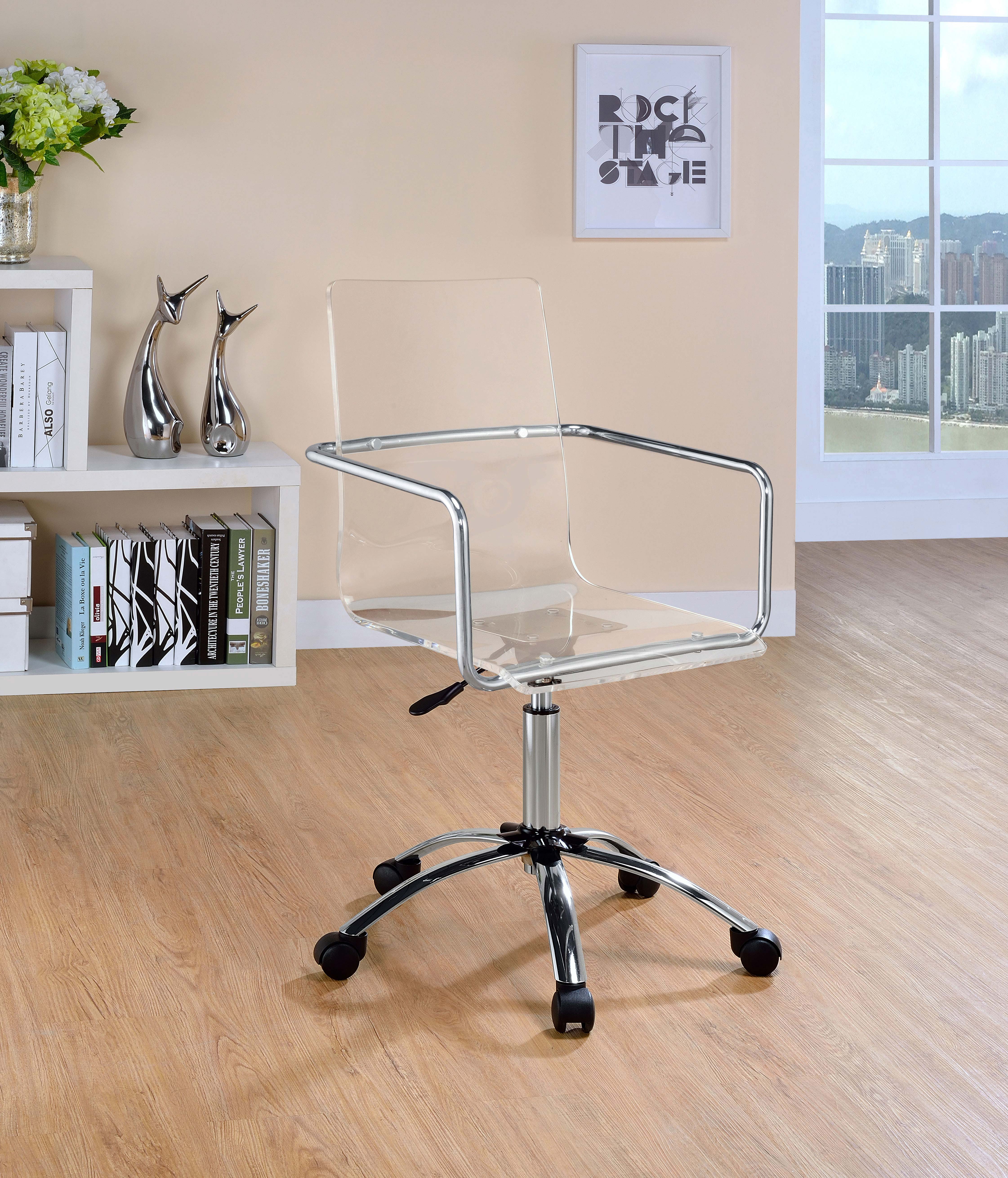 Amaturo Acrylic Adjustable Home Office Desk Chair Clear — view 2