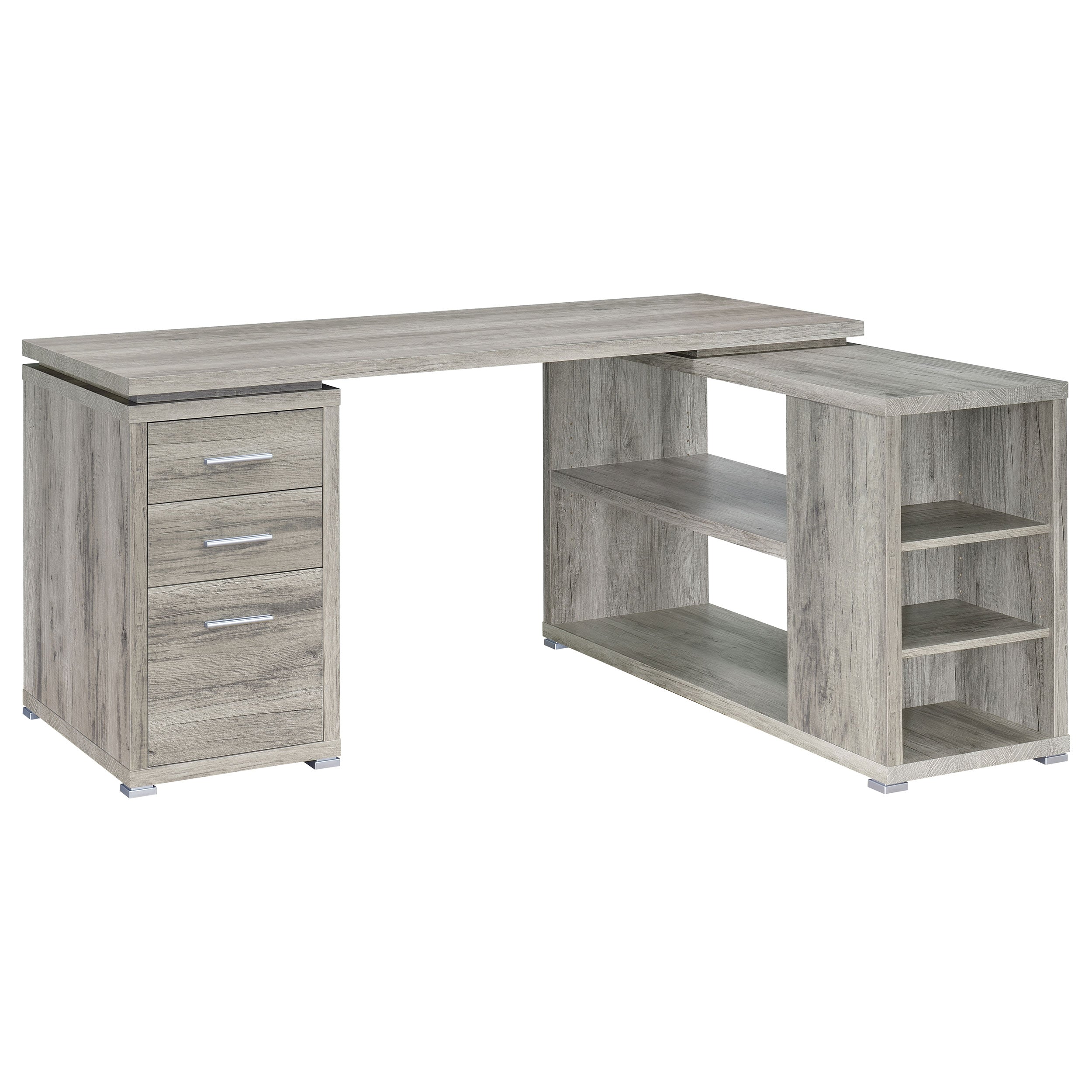 Yvette 60-inch 3-drawer L-Shape Computer Desk Grey Driftwood — view 1