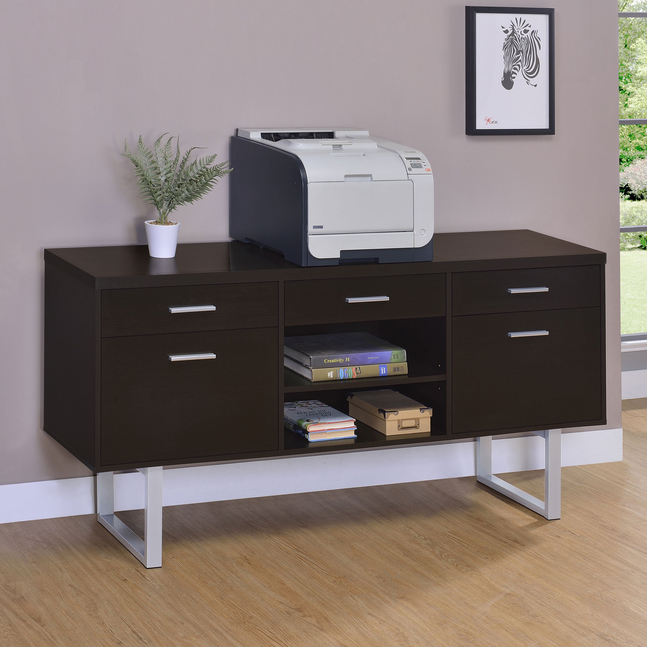 Lawtey 5-drawer Home Office Storage Credenza Cappuccino — view 2