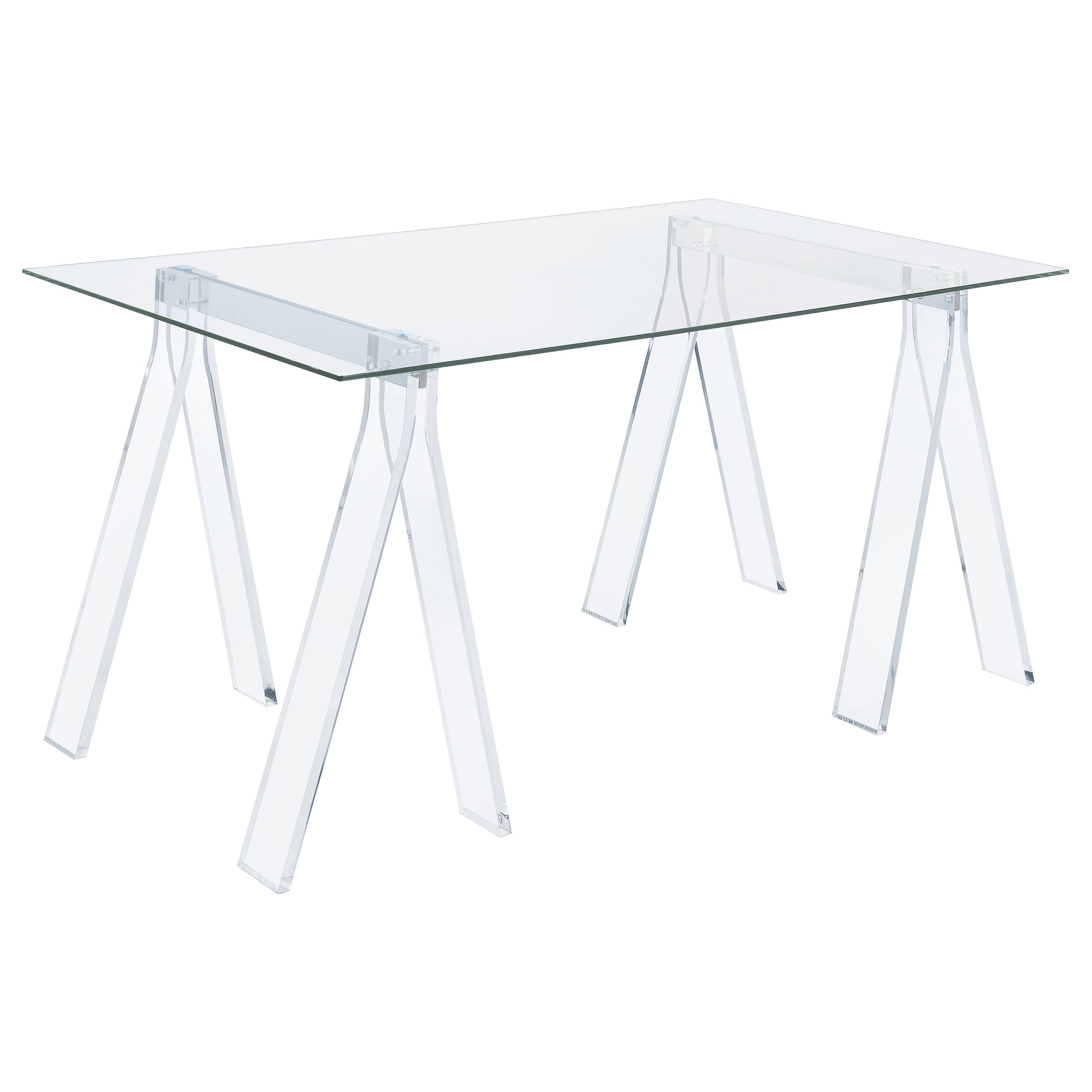 Amaturo 59-inch Glass Top Acrylic Writing Desk Clear — view 1