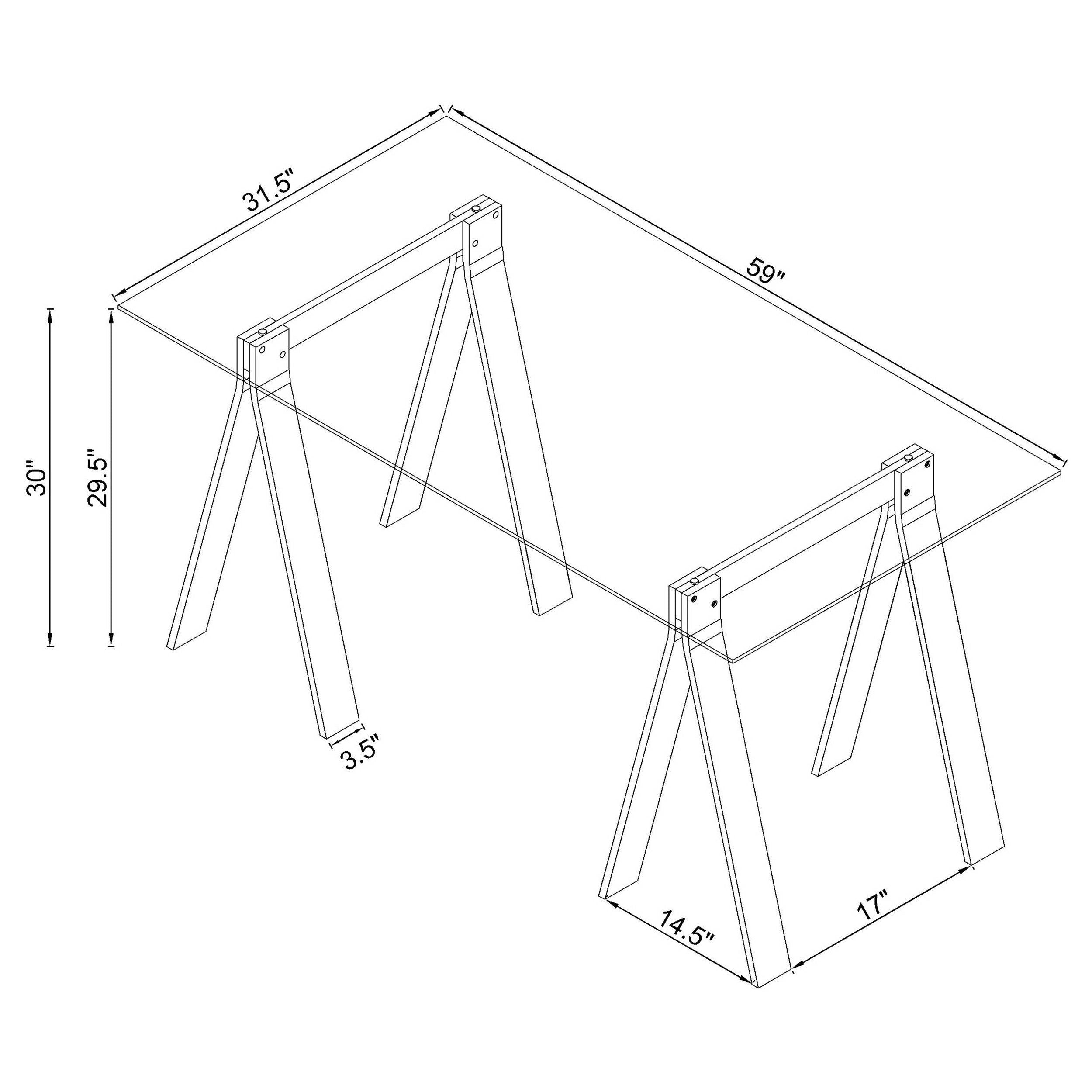 Amaturo 59-inch Glass Top Acrylic Writing Desk Clear — view 5