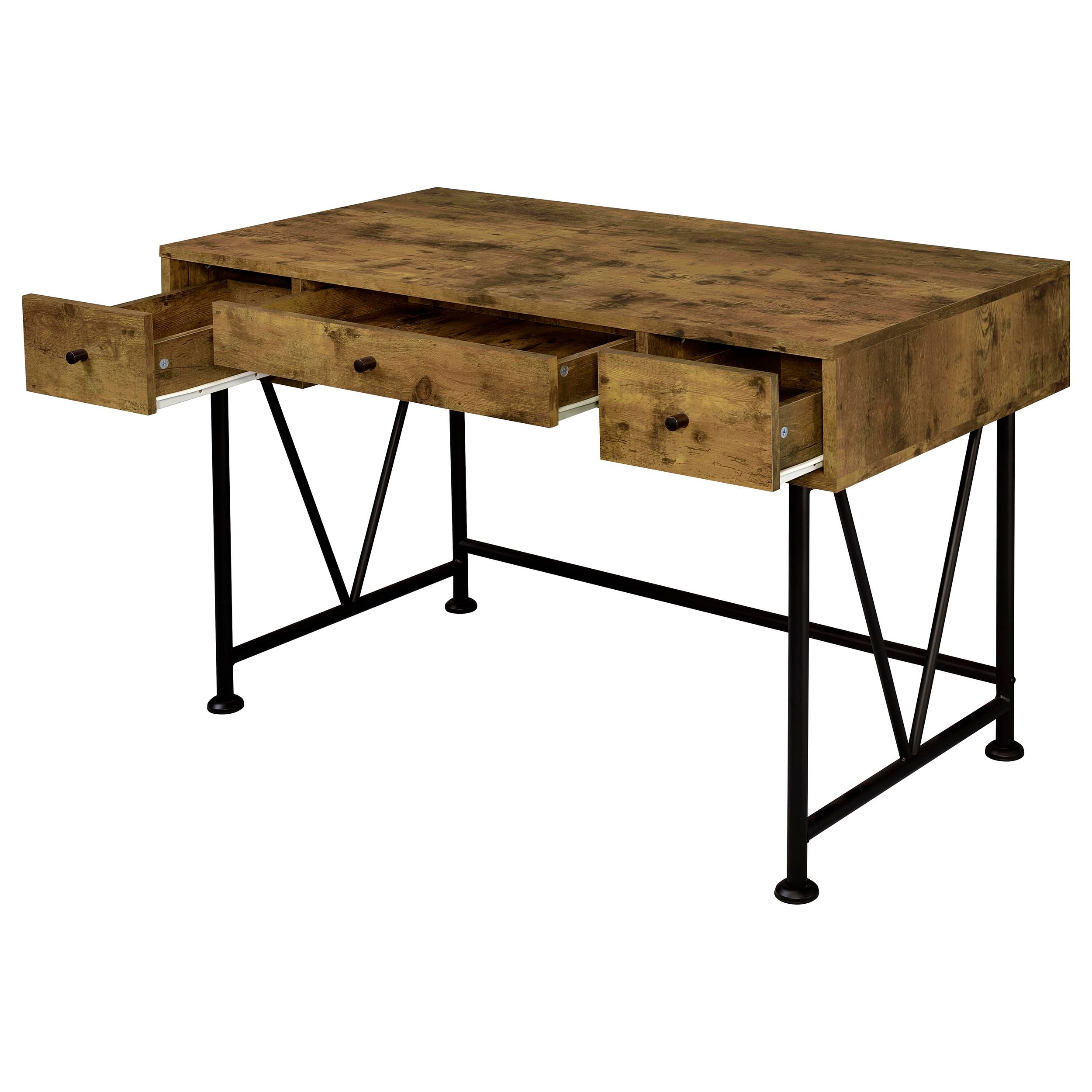 Analiese 47-inch 3-drawer Writing Desk Rustic Nutmeg — view 3