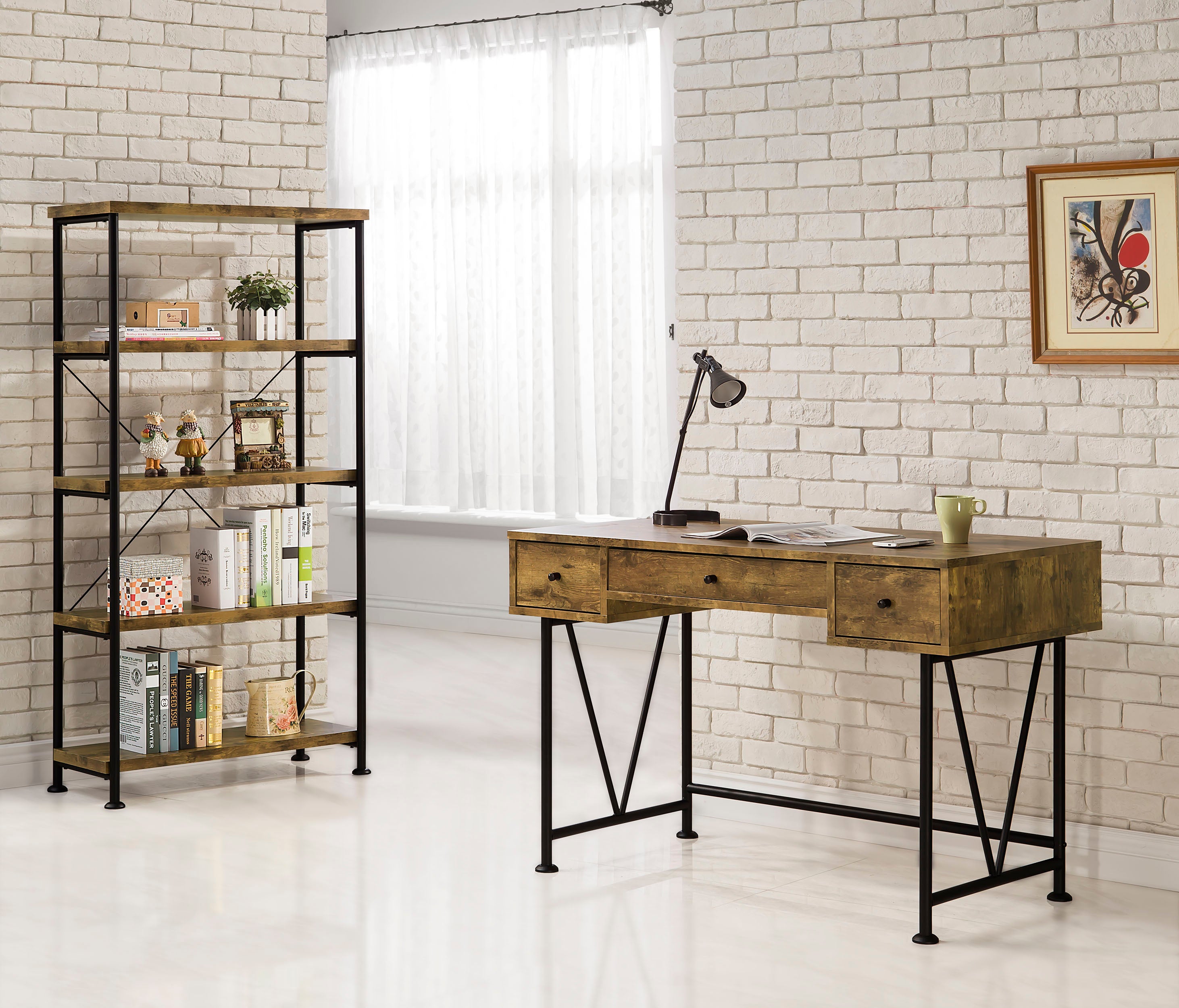 Analiese 63-inch 4-shelf Bookshelf Rustic Nutmeg — view 9