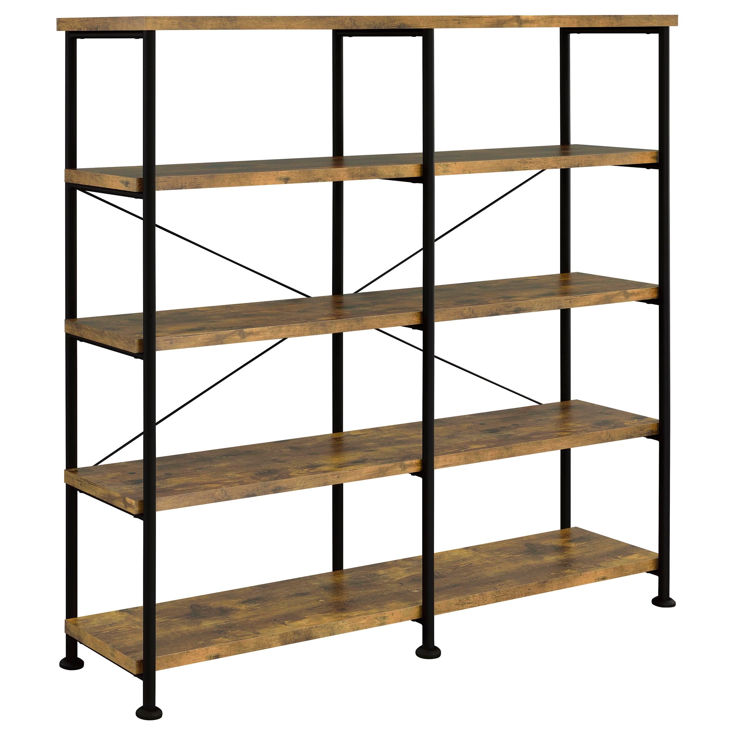 Analiese 63-inch 4-shelf Double Bookshelf Rustic Nutmeg — view 1