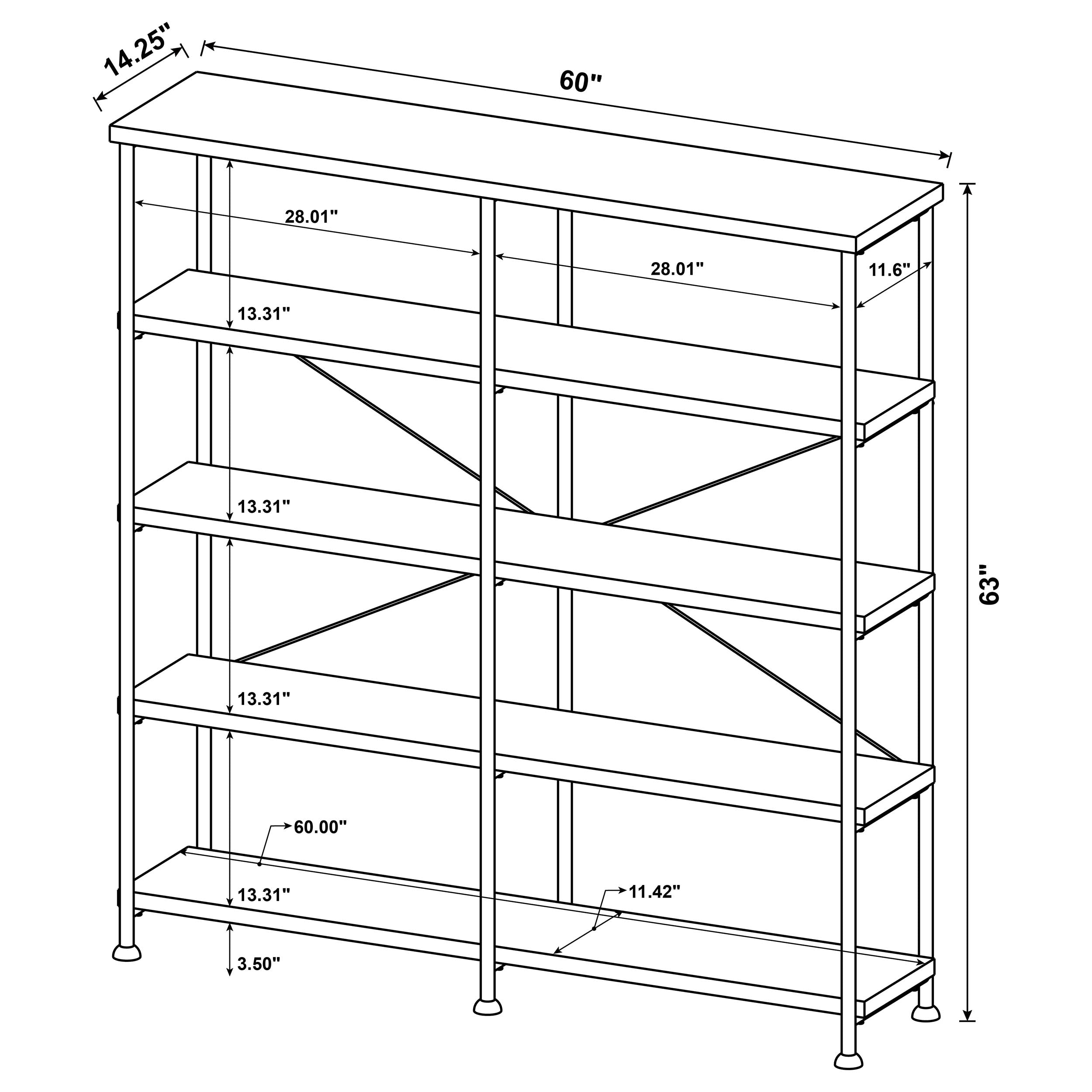 Analiese 63-inch 4-shelf Double Bookshelf Rustic Nutmeg — view 8