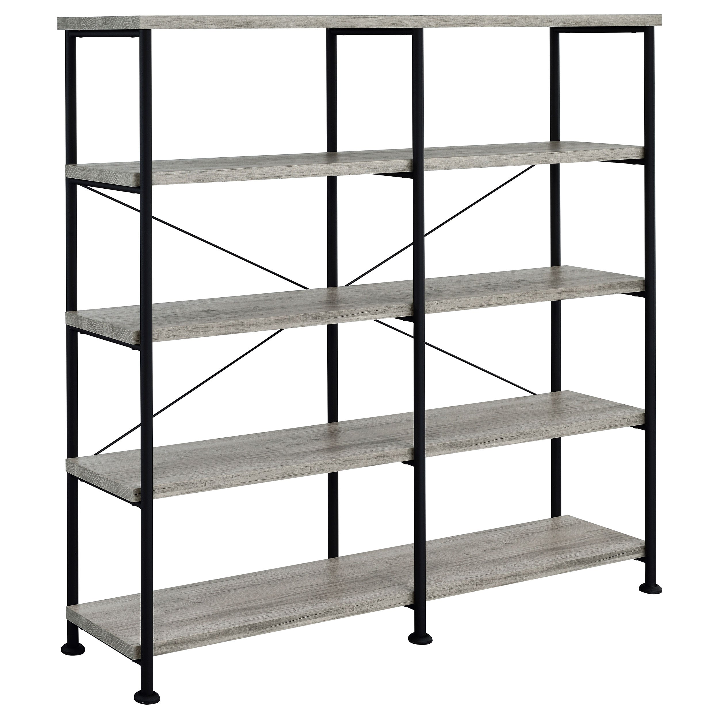 Analiese 63-inch 4-shelf Double Bookshelf Grey Driftwood — view 1