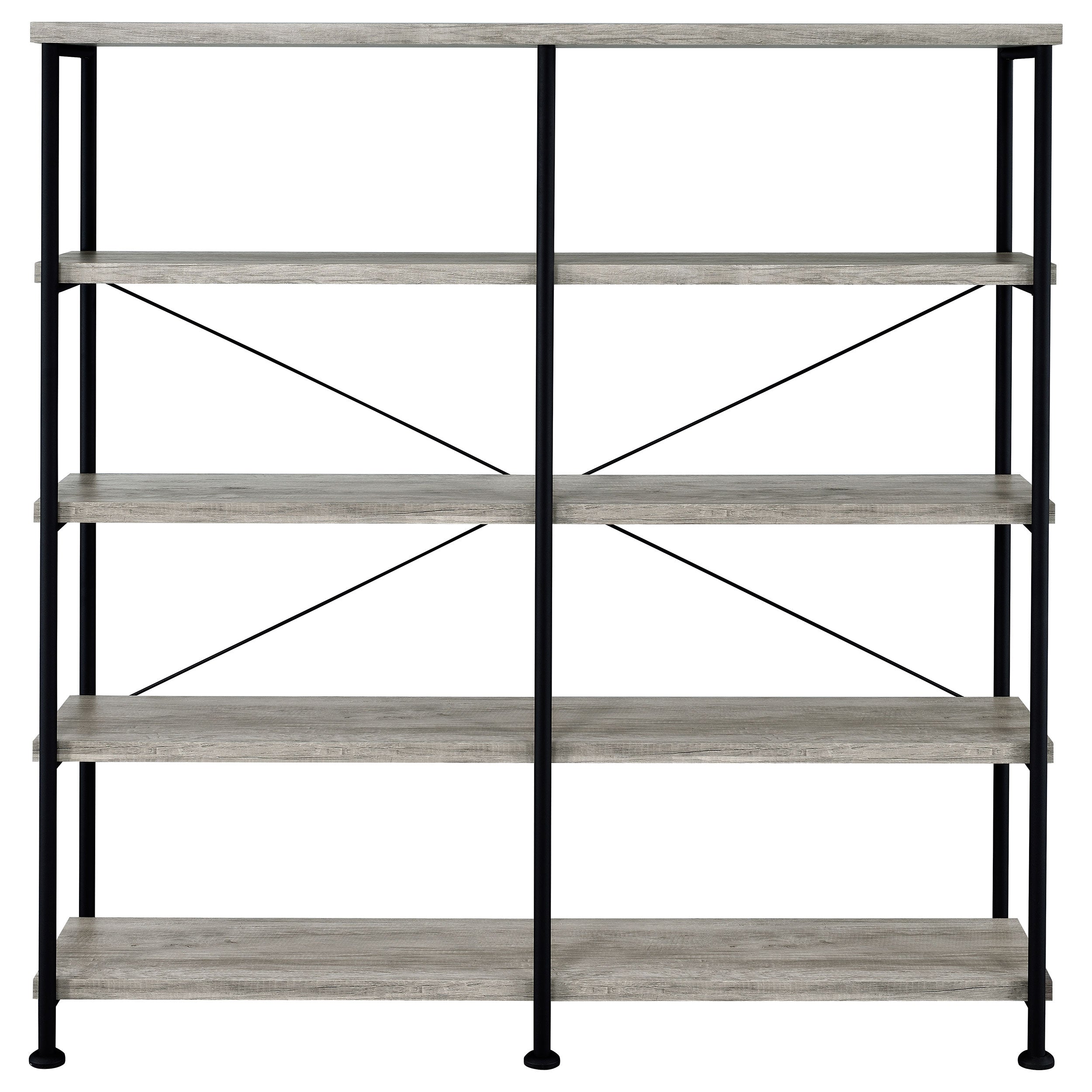 Analiese 63-inch 4-shelf Double Bookshelf Grey Driftwood — view 3