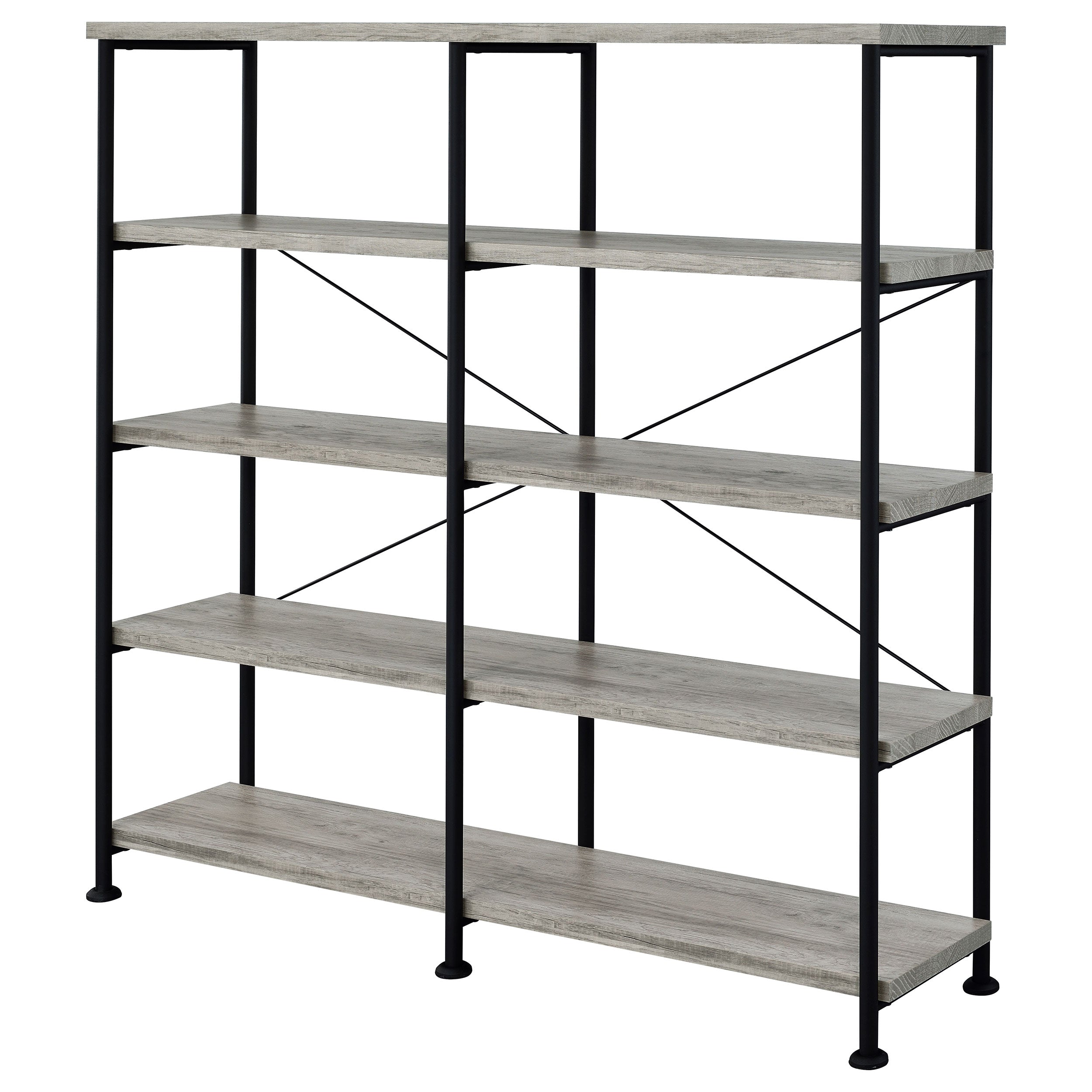 Analiese 63-inch 4-shelf Double Bookshelf Grey Driftwood — view 4