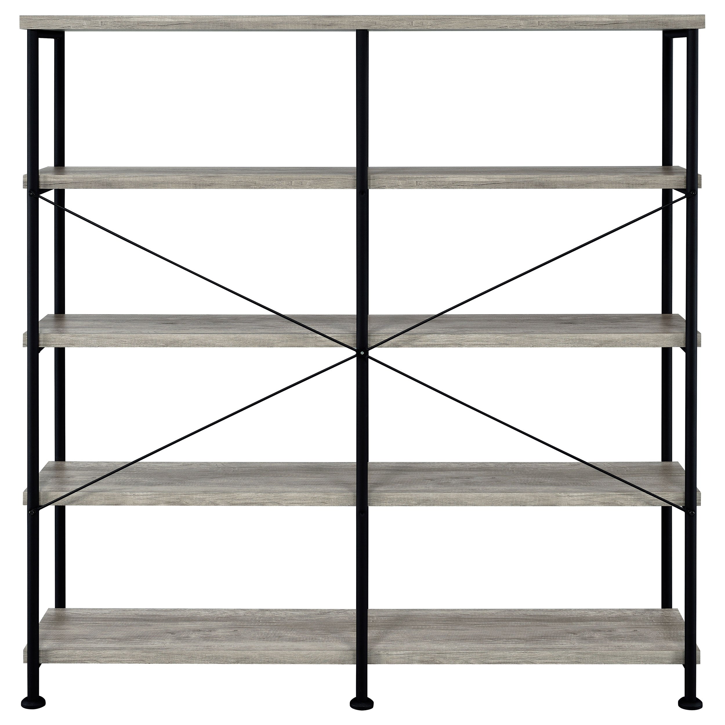 Analiese 63-inch 4-shelf Double Bookshelf Grey Driftwood — view 6