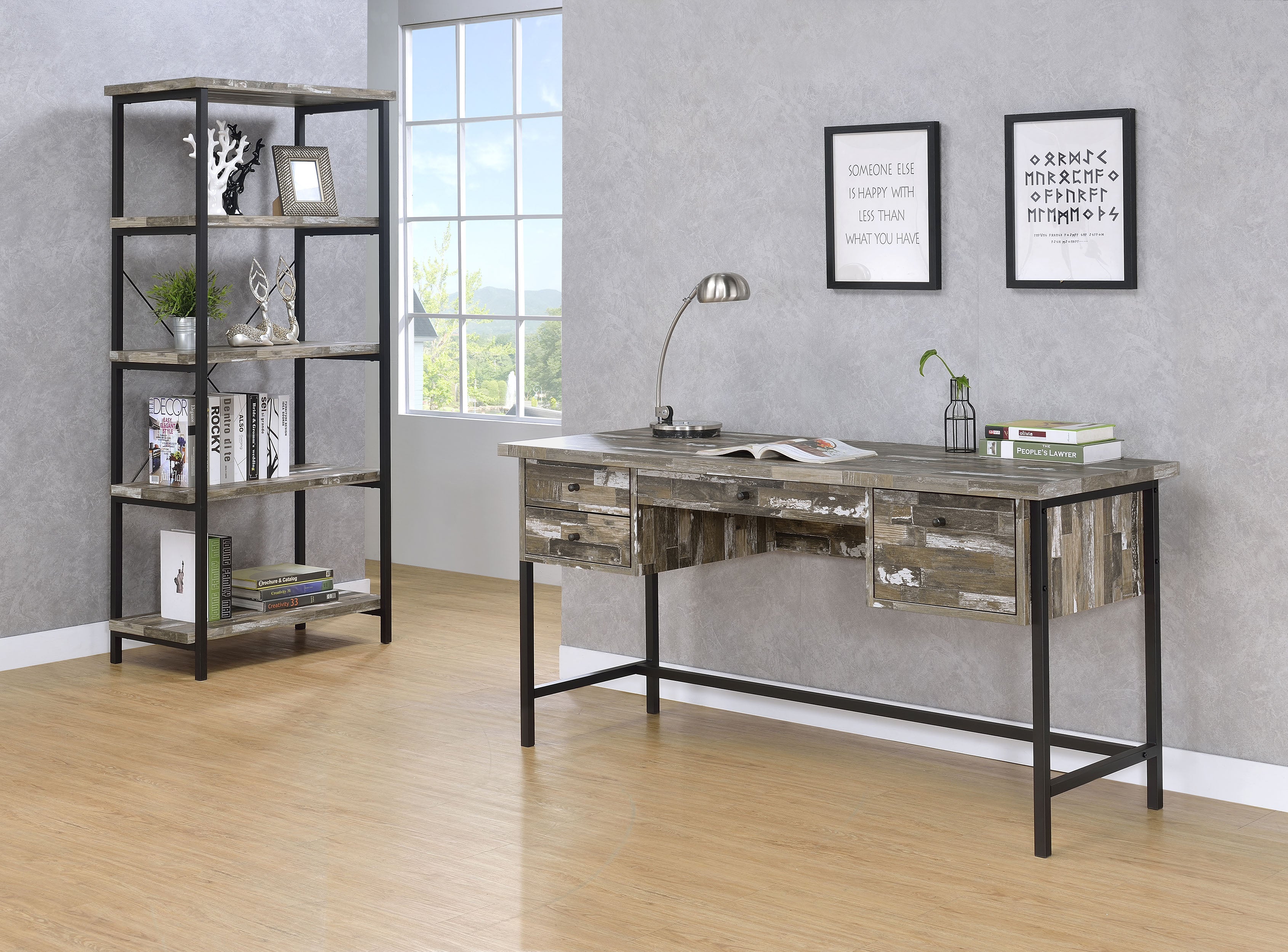Kemper 59-inch 4-shelf Writing Desk Weathered Brown — view 6