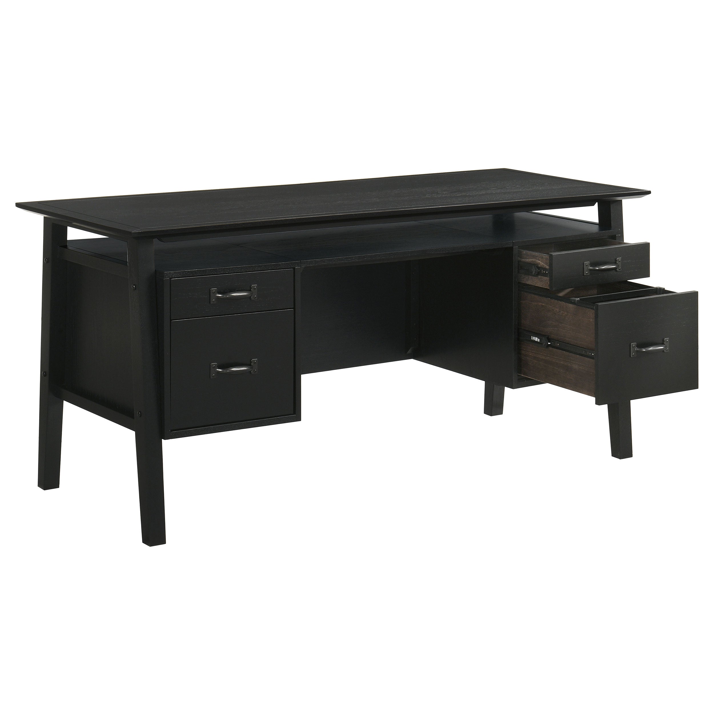 Goodson 64-inch 4-Drawer Double Pedestal Computer Desk Black — view 1