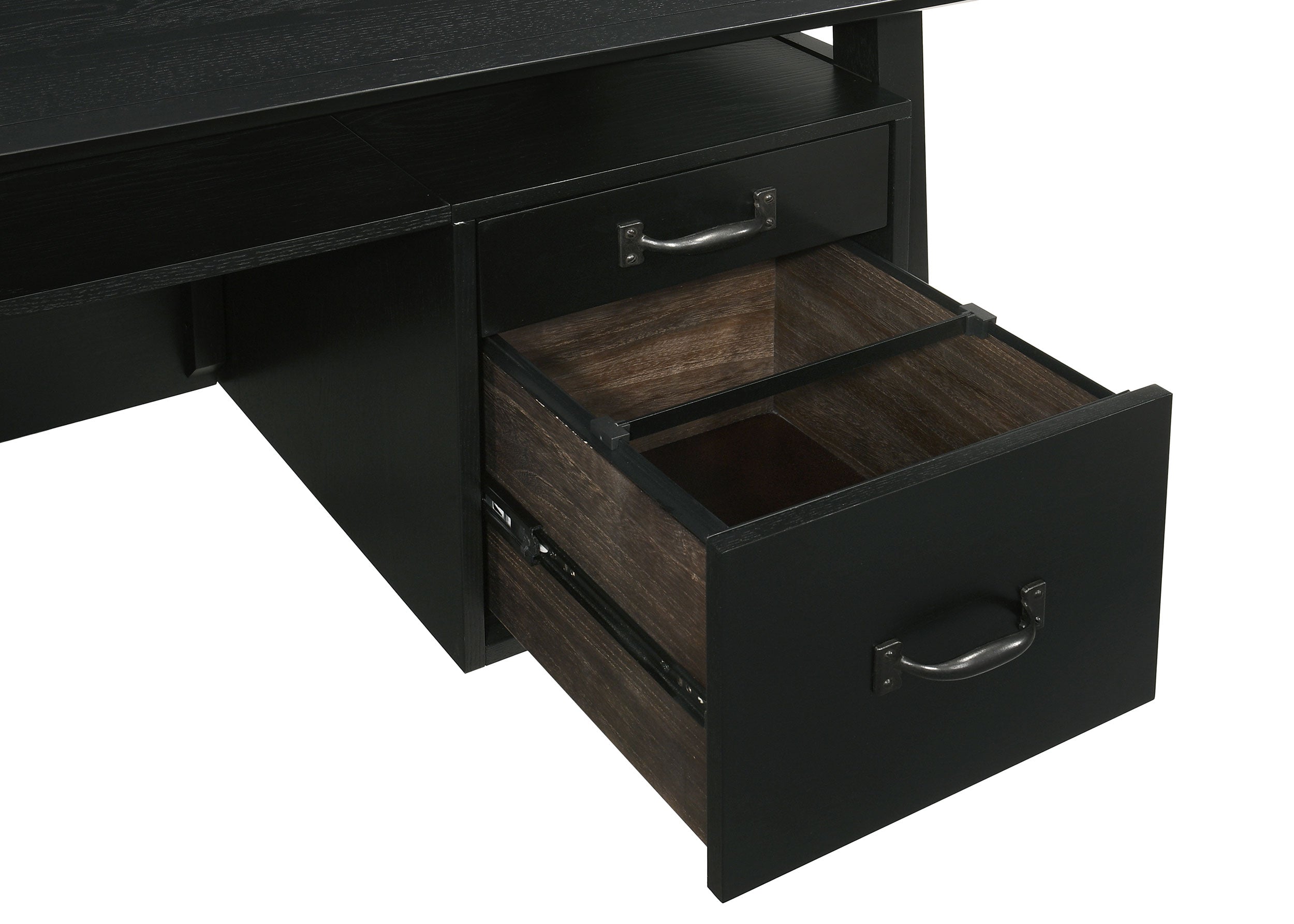 Goodson 64-inch 4-Drawer Double Pedestal Computer Desk Black — view 13
