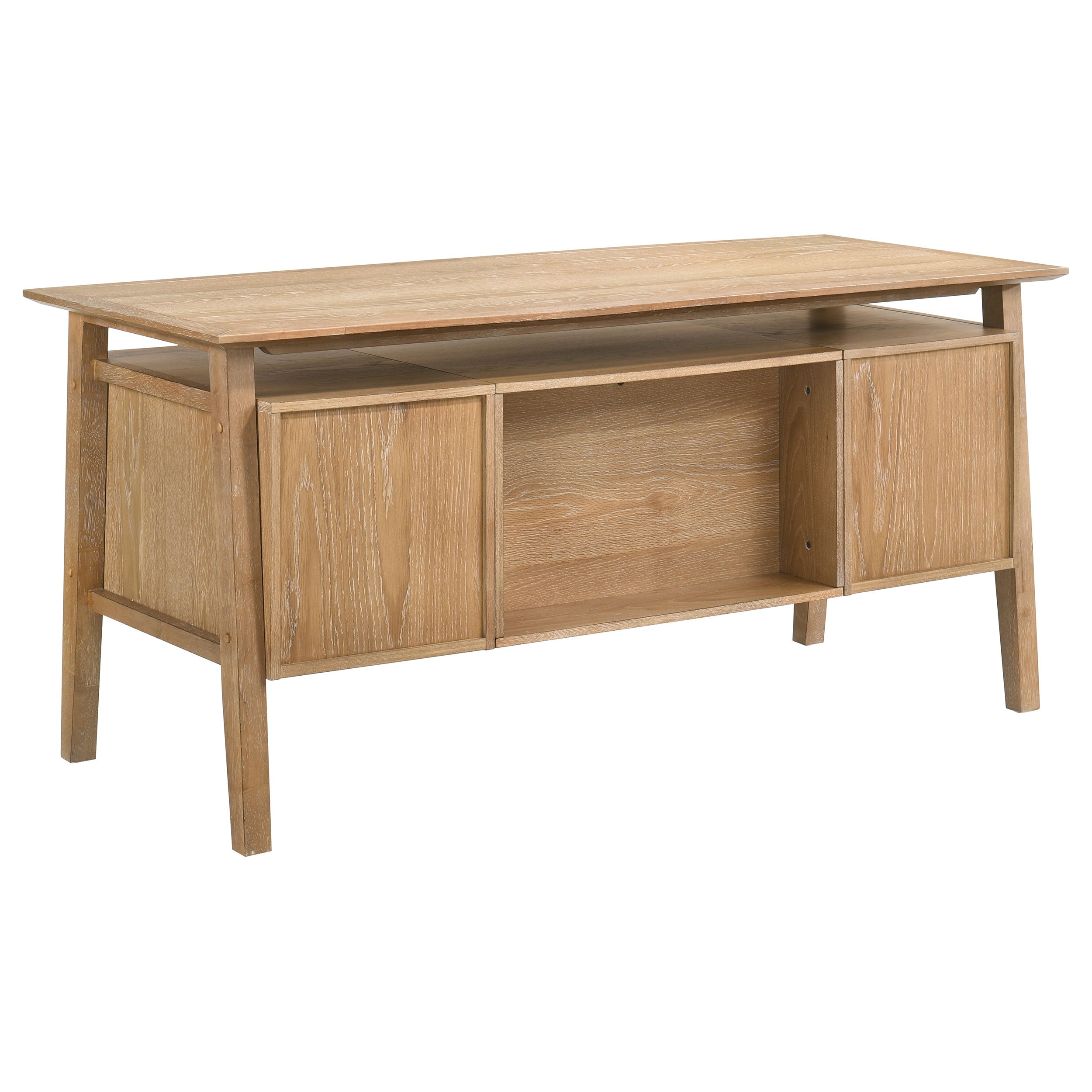 Goodson 64-inch 4-Drawer Double Pedestal Computer Desk Distressed Light Brown — view 8