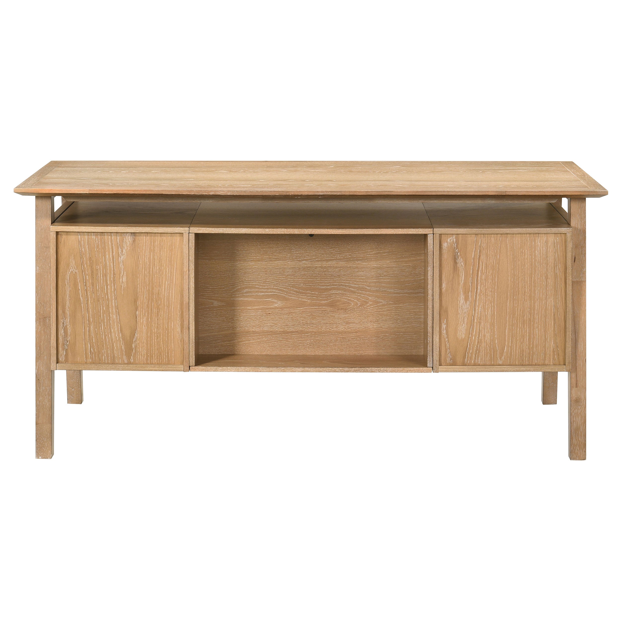 Goodson 64-inch 4-Drawer Double Pedestal Computer Desk Distressed Light Brown — view 9