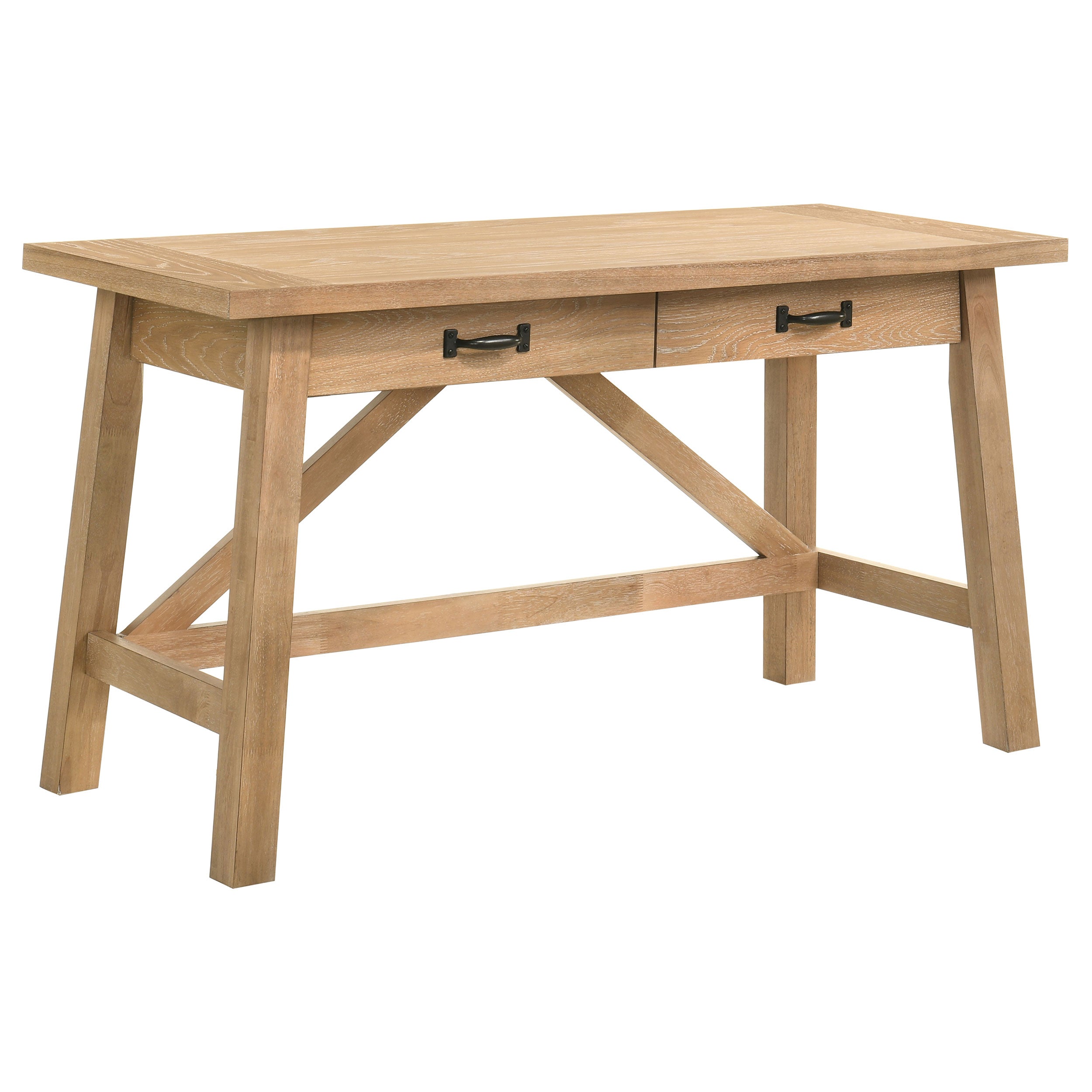 Fabian 54-inch 2-drawer Computer Writing Desk Distressed Light Brown — view 1
