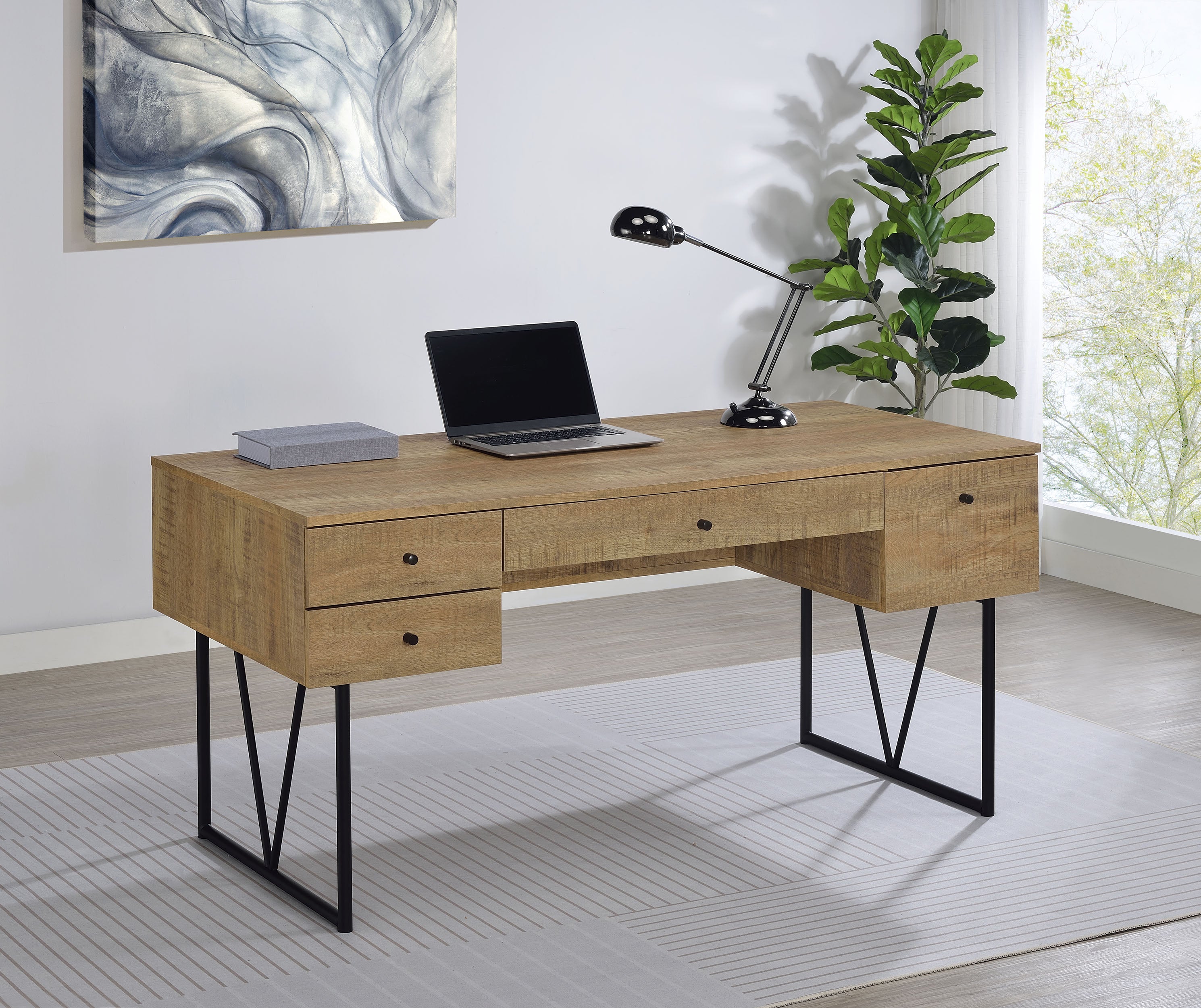 Analiese 63-inch 4-drawer Writing Desk Mango — view 2