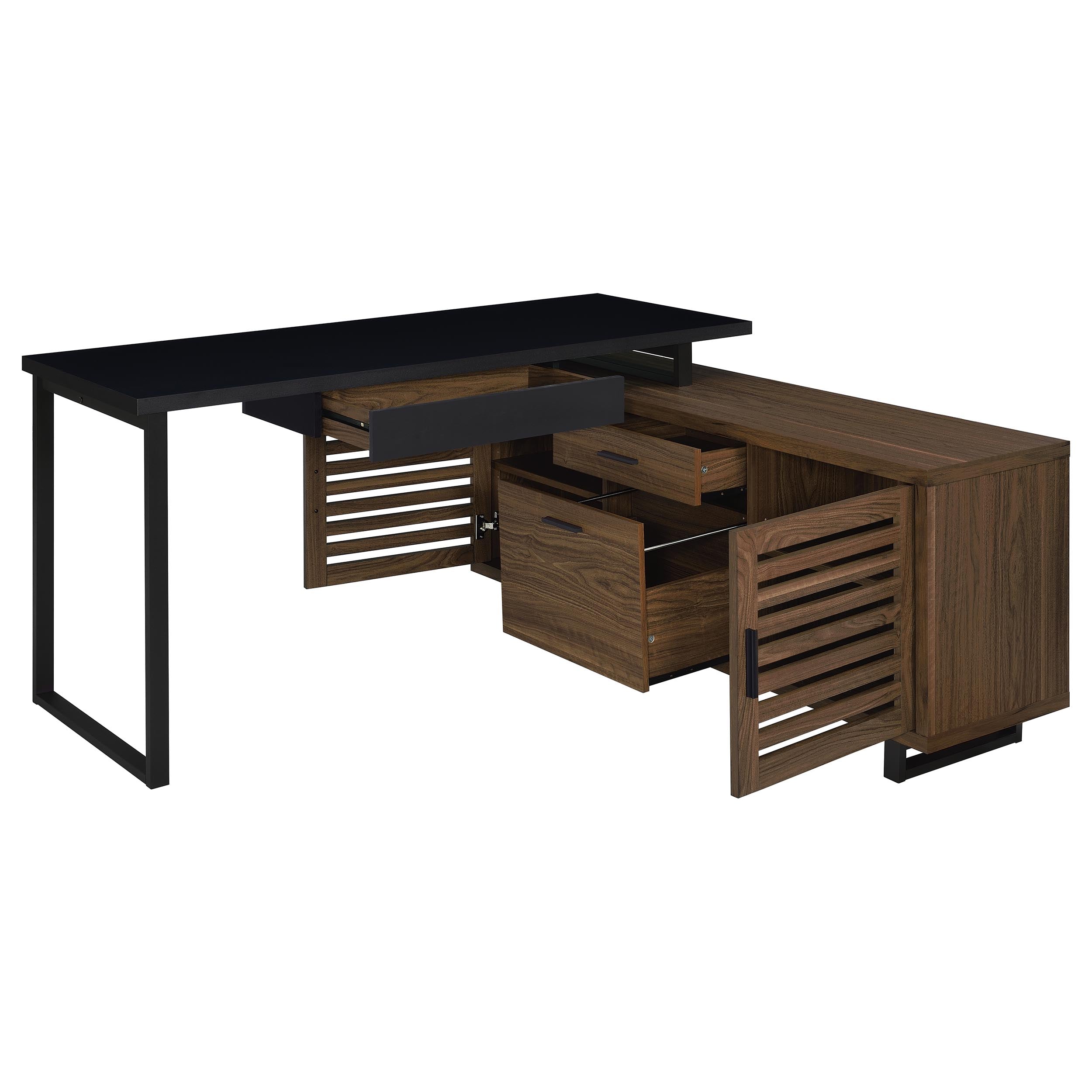 Maddox 60-inch L-Shape Office Computer Desk Black and Walnut — view 3