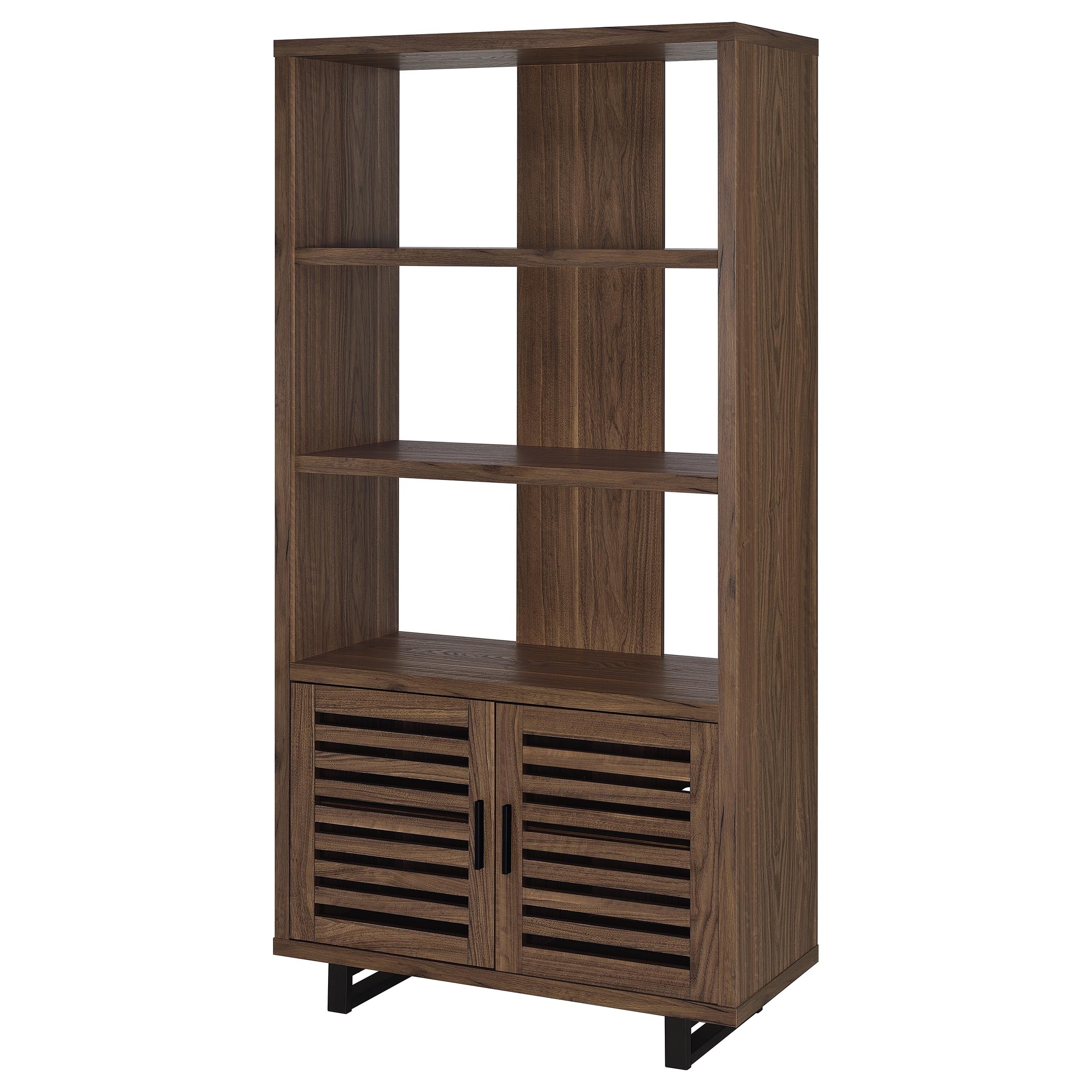 Maddox 71-inch 3-shelf Cabinet Bookcase Walnut — view 5