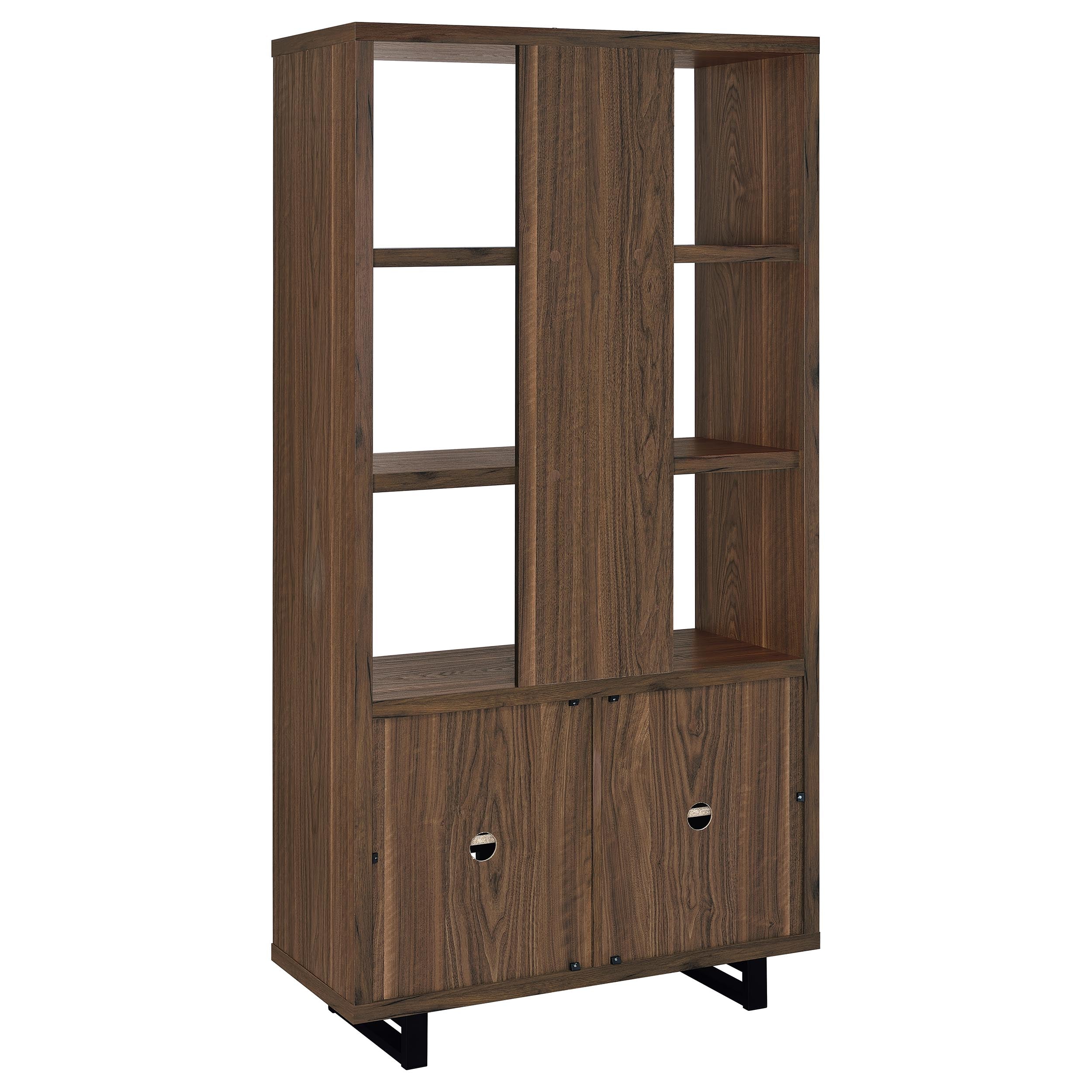 Maddox 71-inch 3-shelf Cabinet Bookcase Walnut — view 7