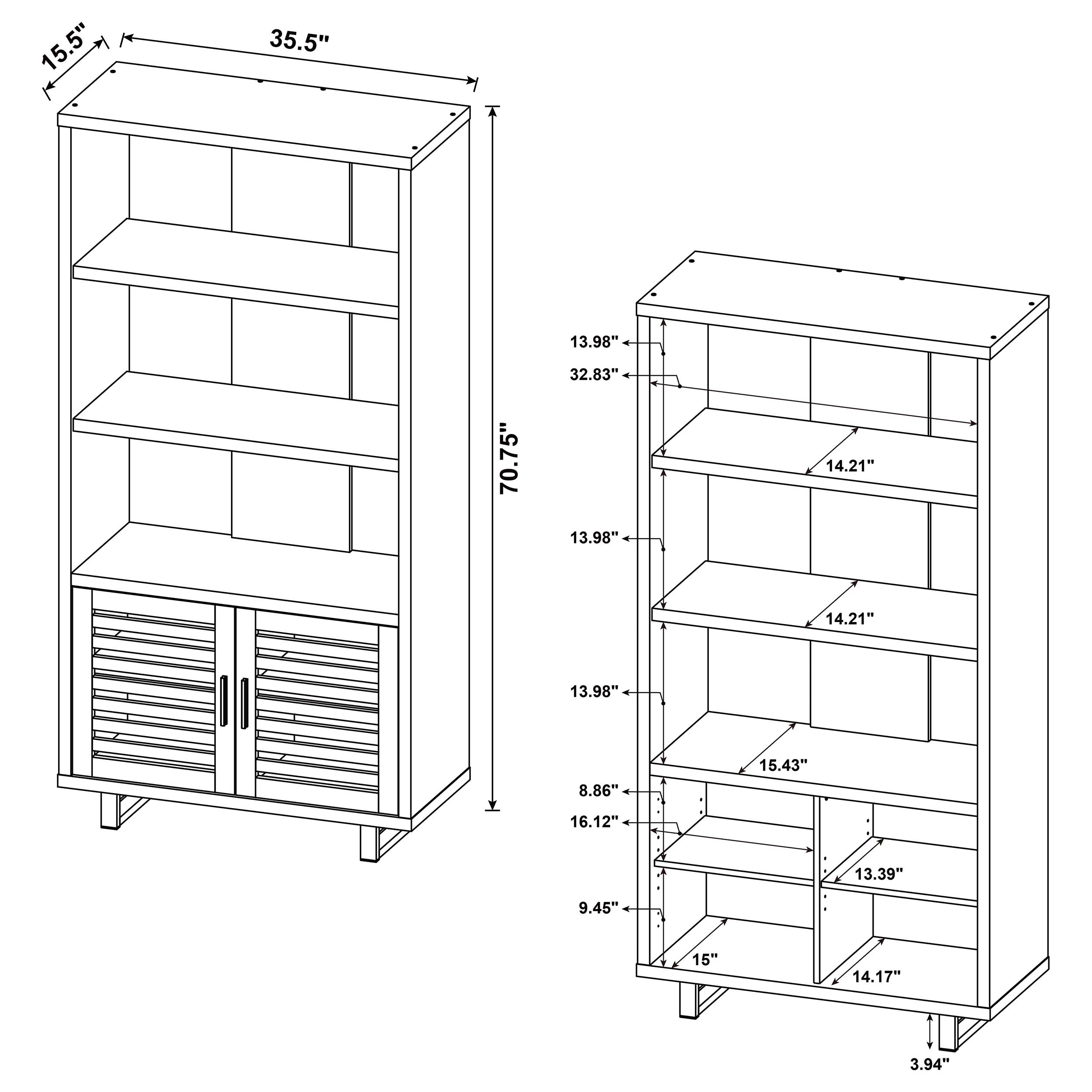 Maddox 71-inch 3-shelf Cabinet Bookcase Walnut — view 12
