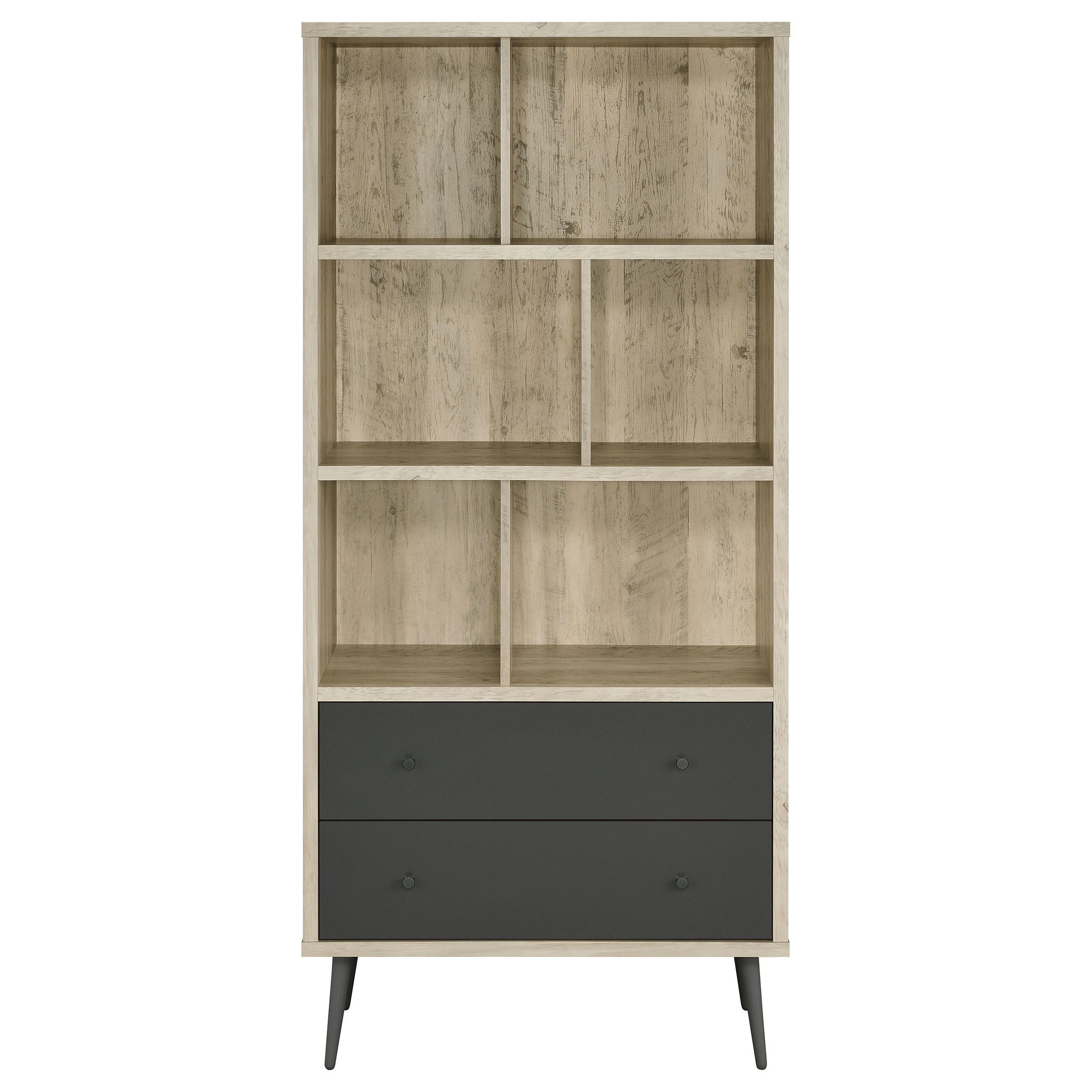 Maeve 70-inch 3-shelf Bookcase with Drawers Distressed Pine — view 4