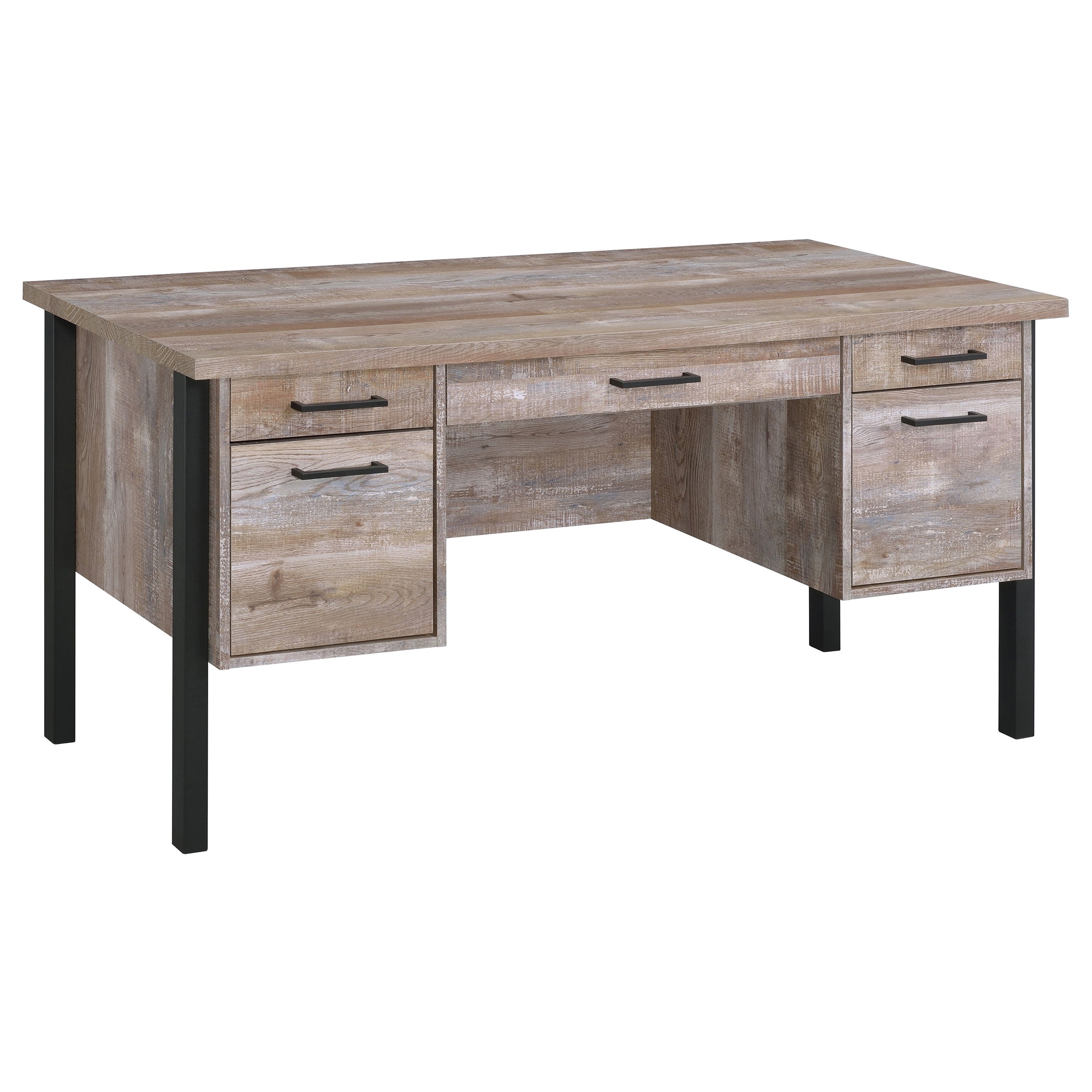 Samson 60-inch 4-drawer Office Computer Desk Weathered Oak — view 1