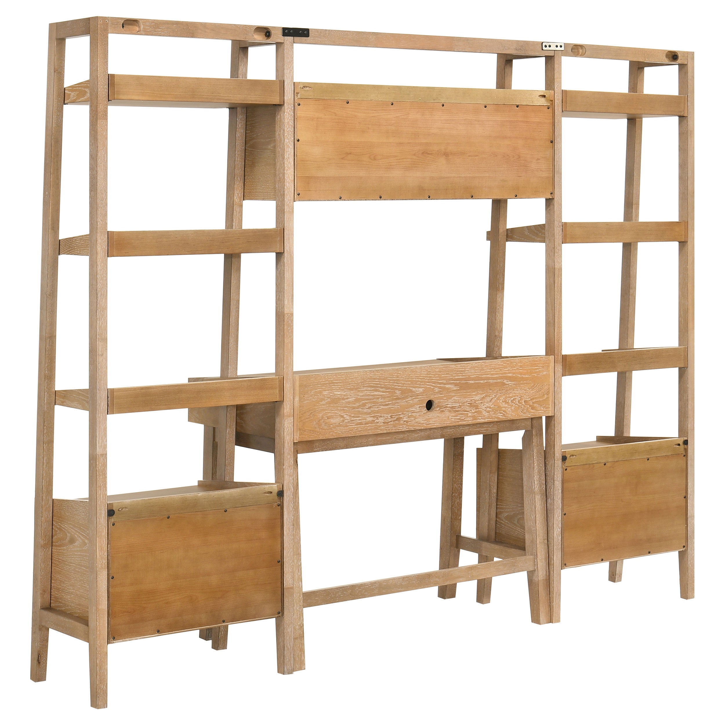 Fabian 4-piece Computer Desk and Bookshelf Set Distressed Light Brown — view 8