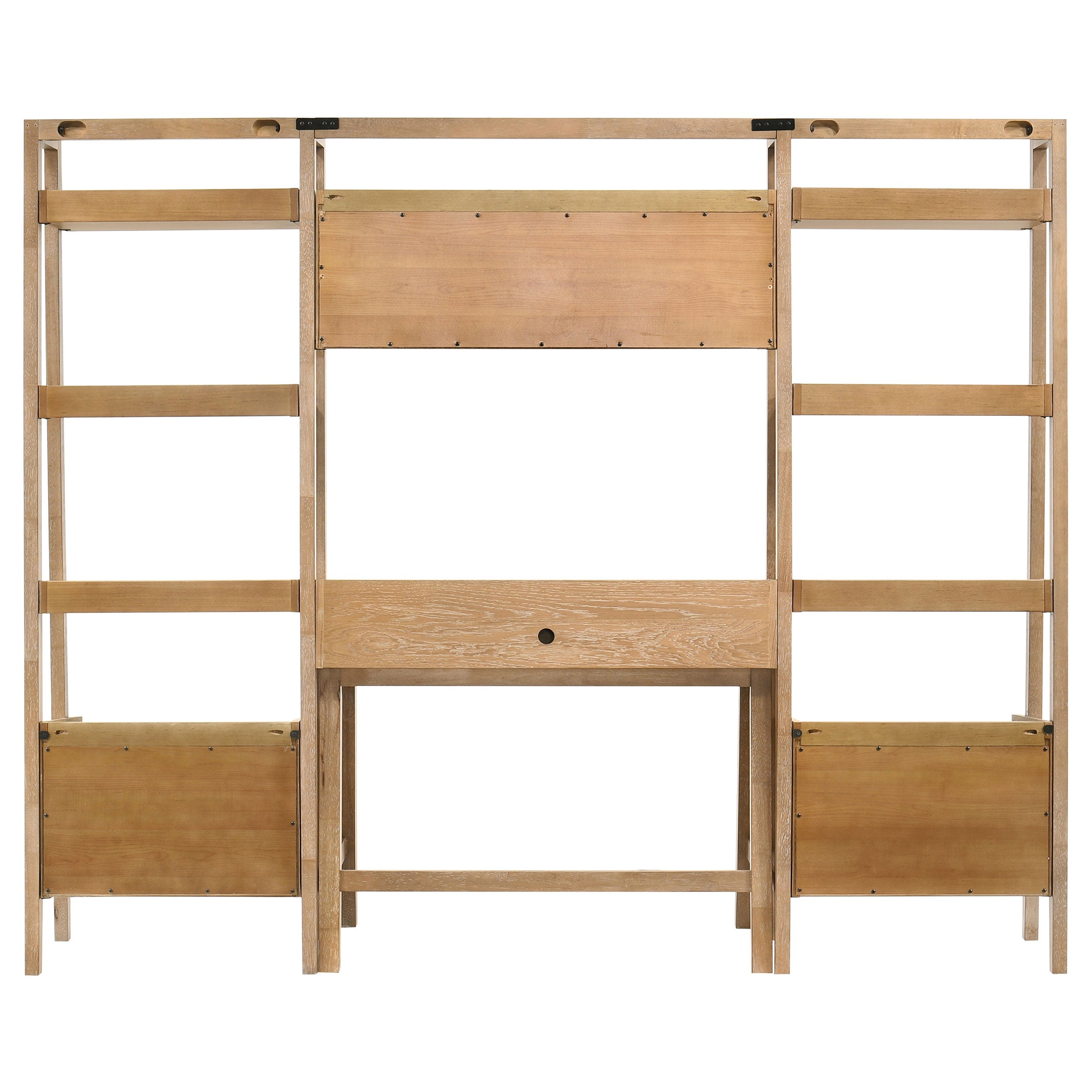 Fabian 4-piece Computer Desk and Bookshelf Set Distressed Light Brown — view 9