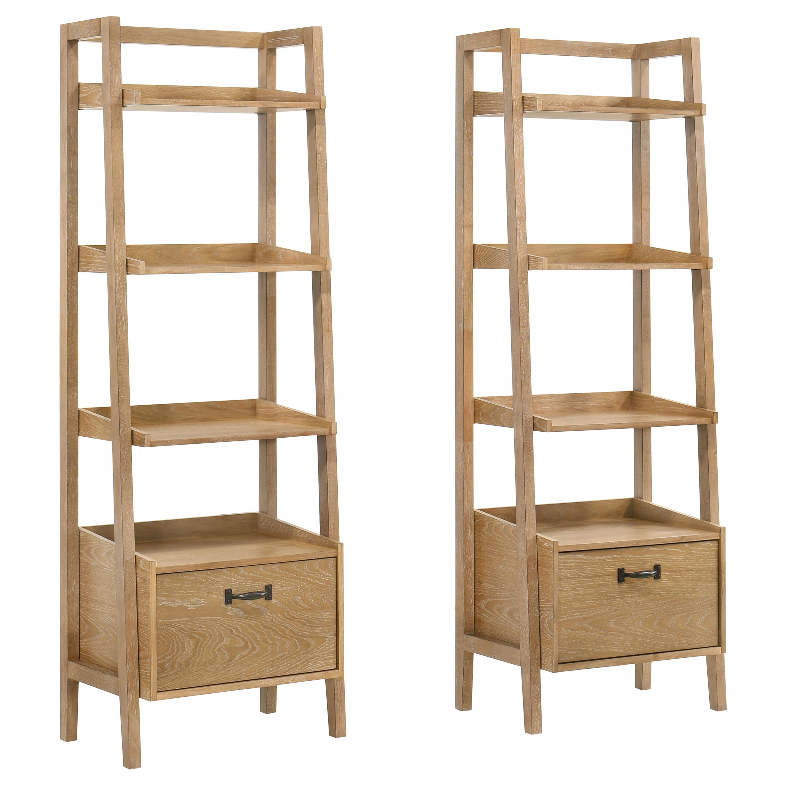 Fabian 2-piece 3-shelf Bookshelf with Drawer Distressed Light Brown — view 1
