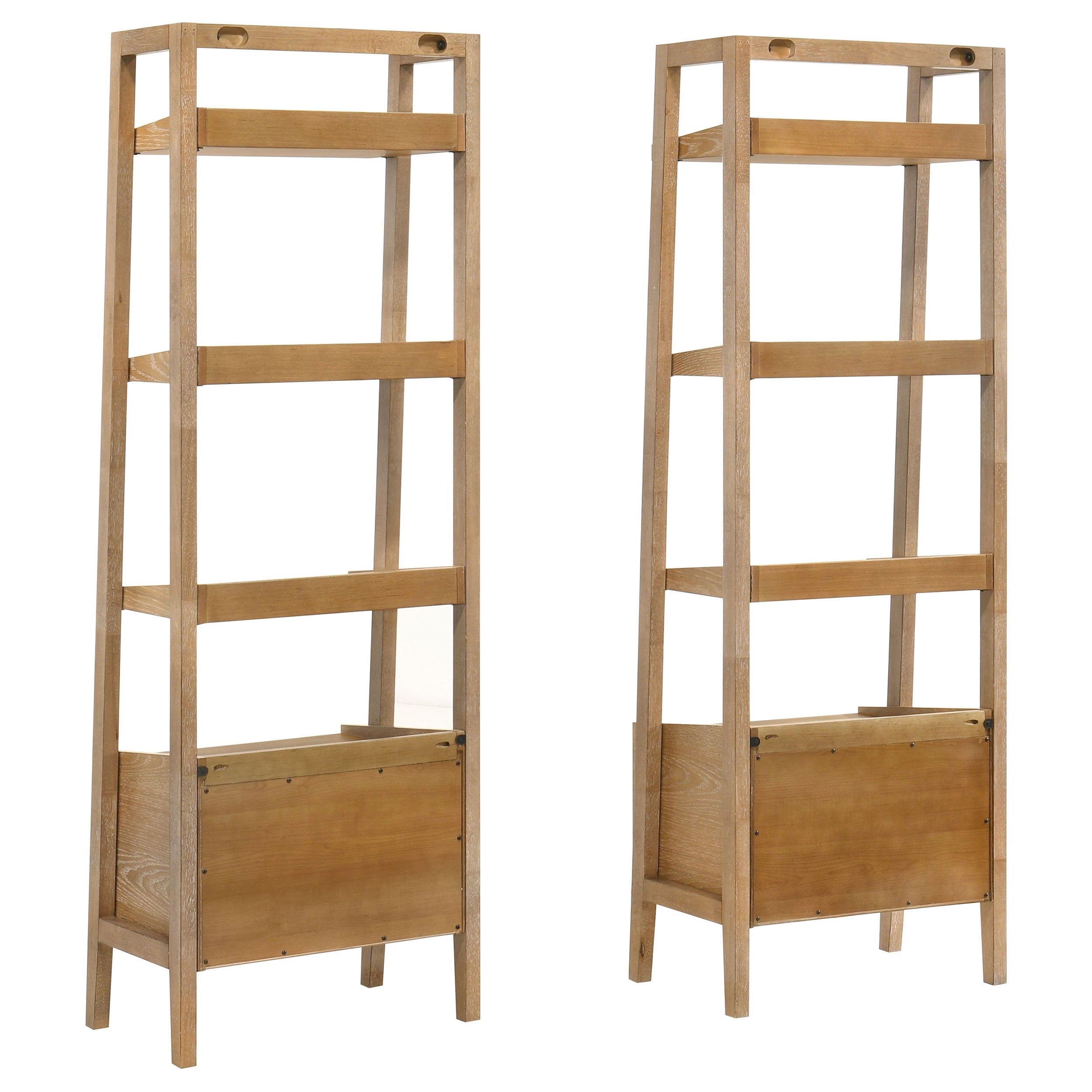 Fabian 2-piece 3-shelf Bookshelf with Drawer Distressed Light Brown — view 4