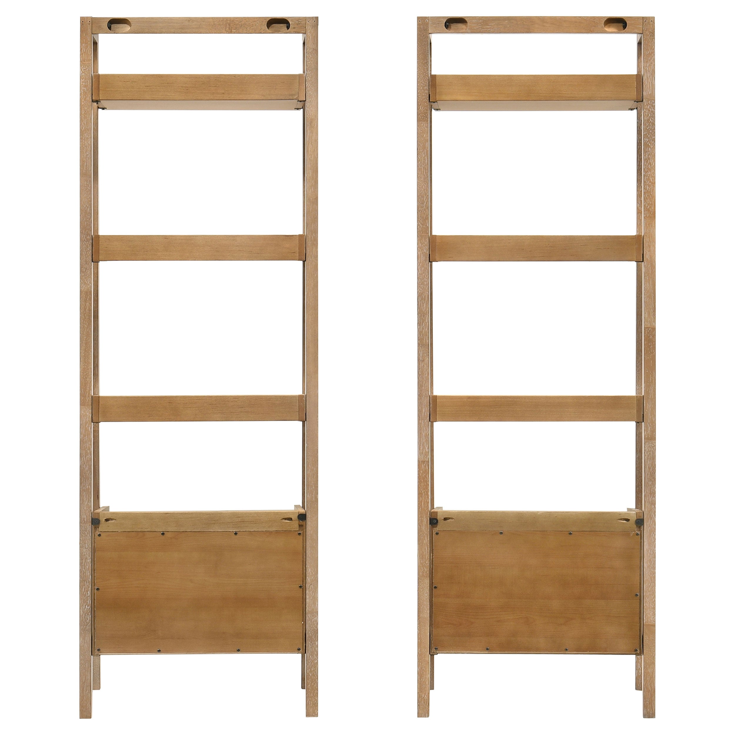Fabian 2-piece 3-shelf Bookshelf with Drawer Distressed Light Brown — view 5