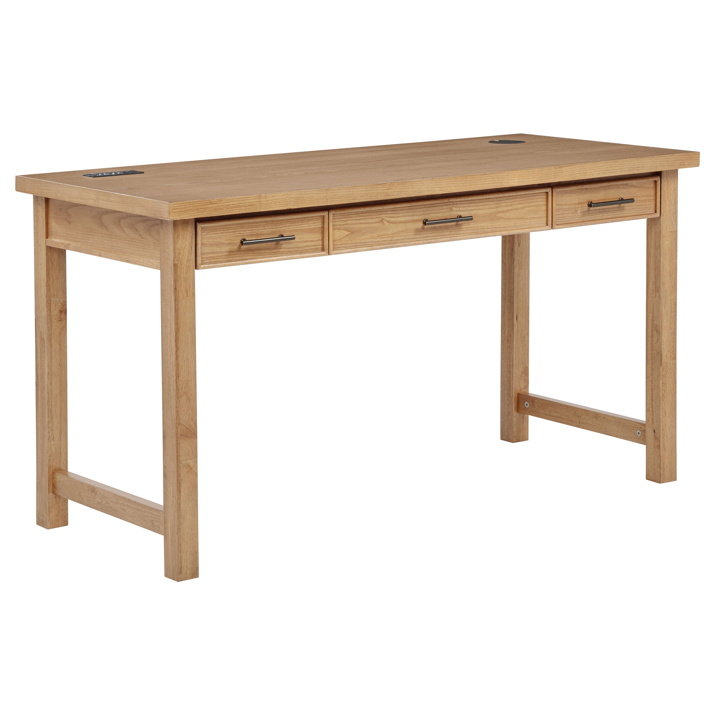 Vermes 55-inch 3-drawer Writing Desk with Power Outlet Light Ash — view 1