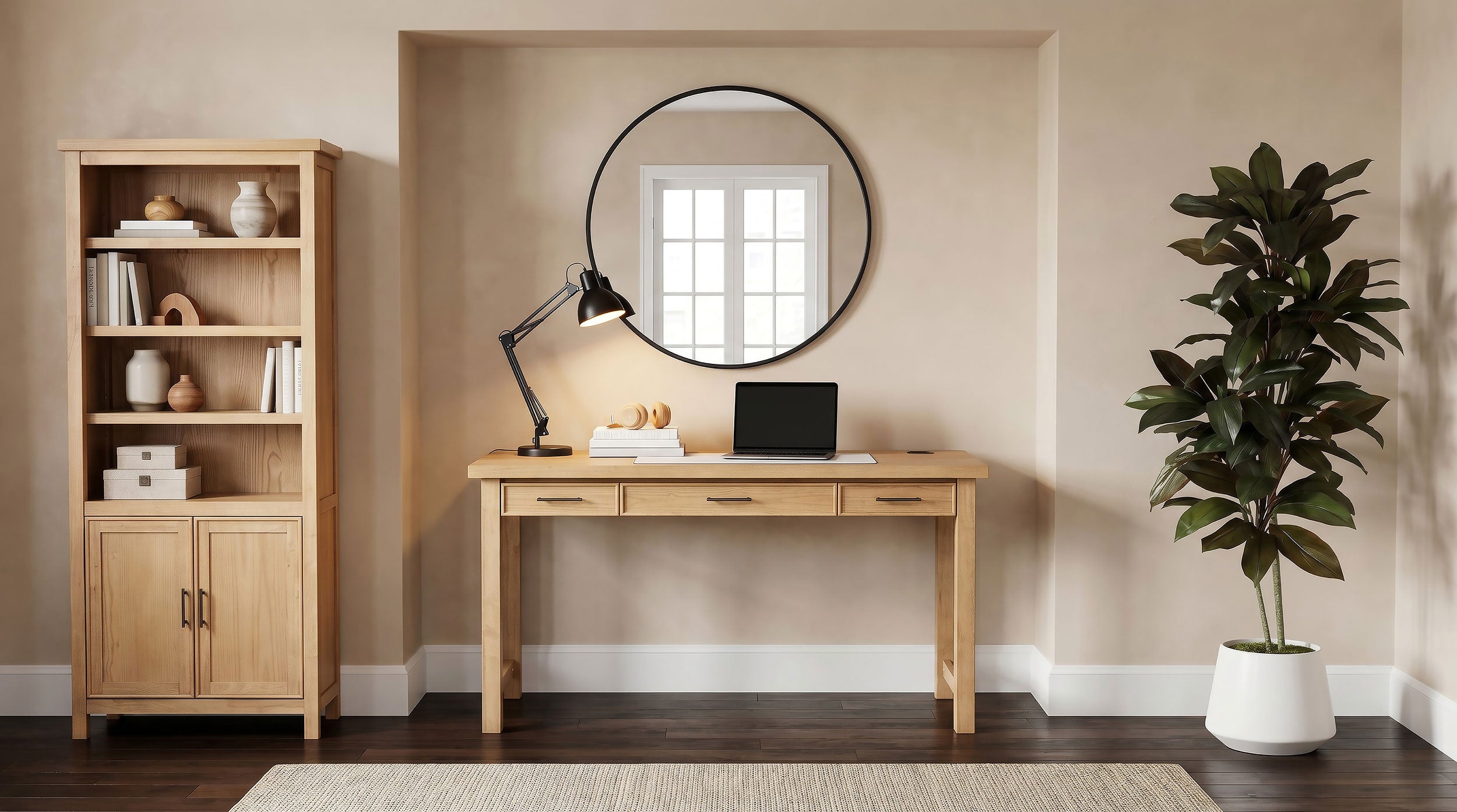 Vermes 55-inch 3-drawer Writing Desk with Power Outlet Light Ash — view 15