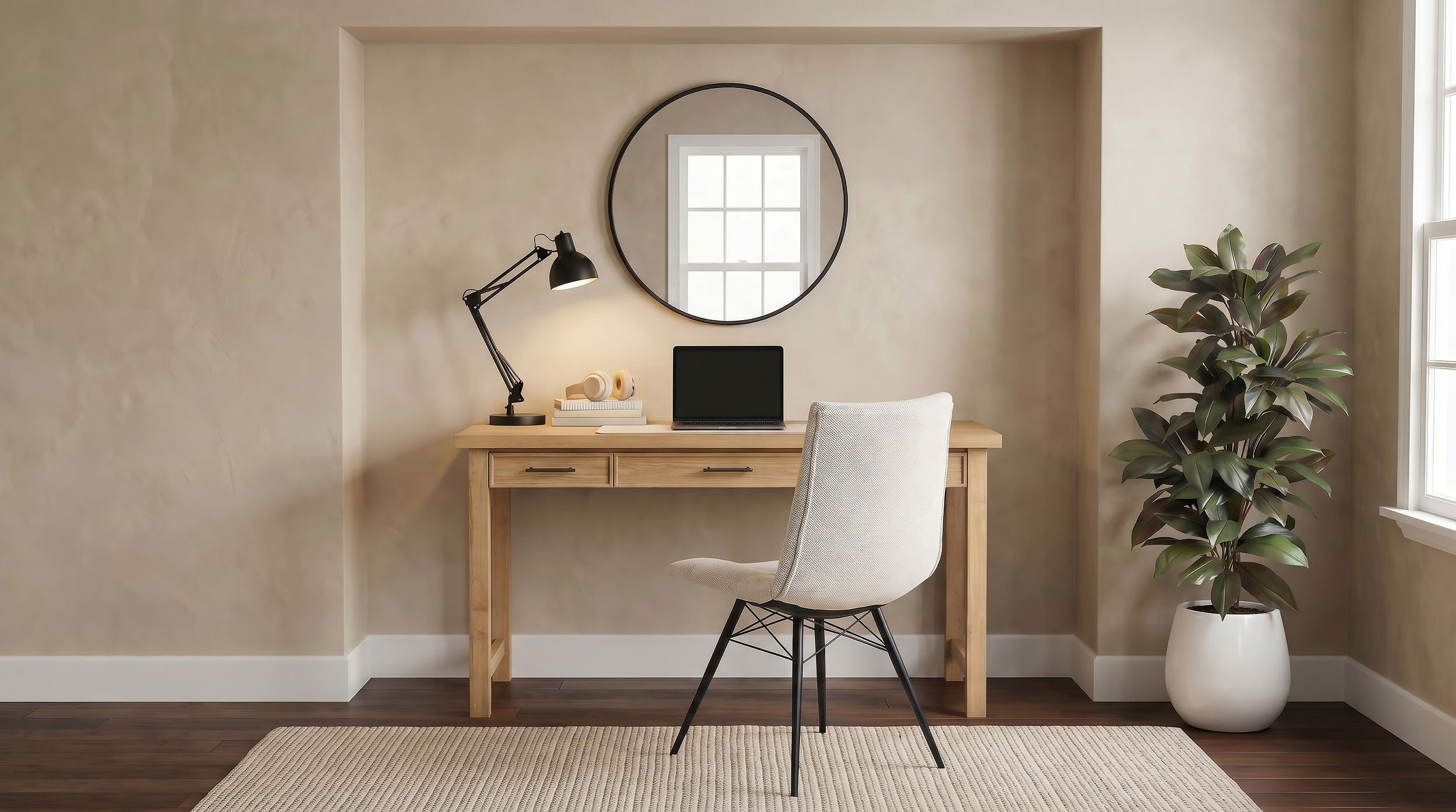 Vermes 55-inch 3-drawer Writing Desk with Power Outlet Light Ash — view 16