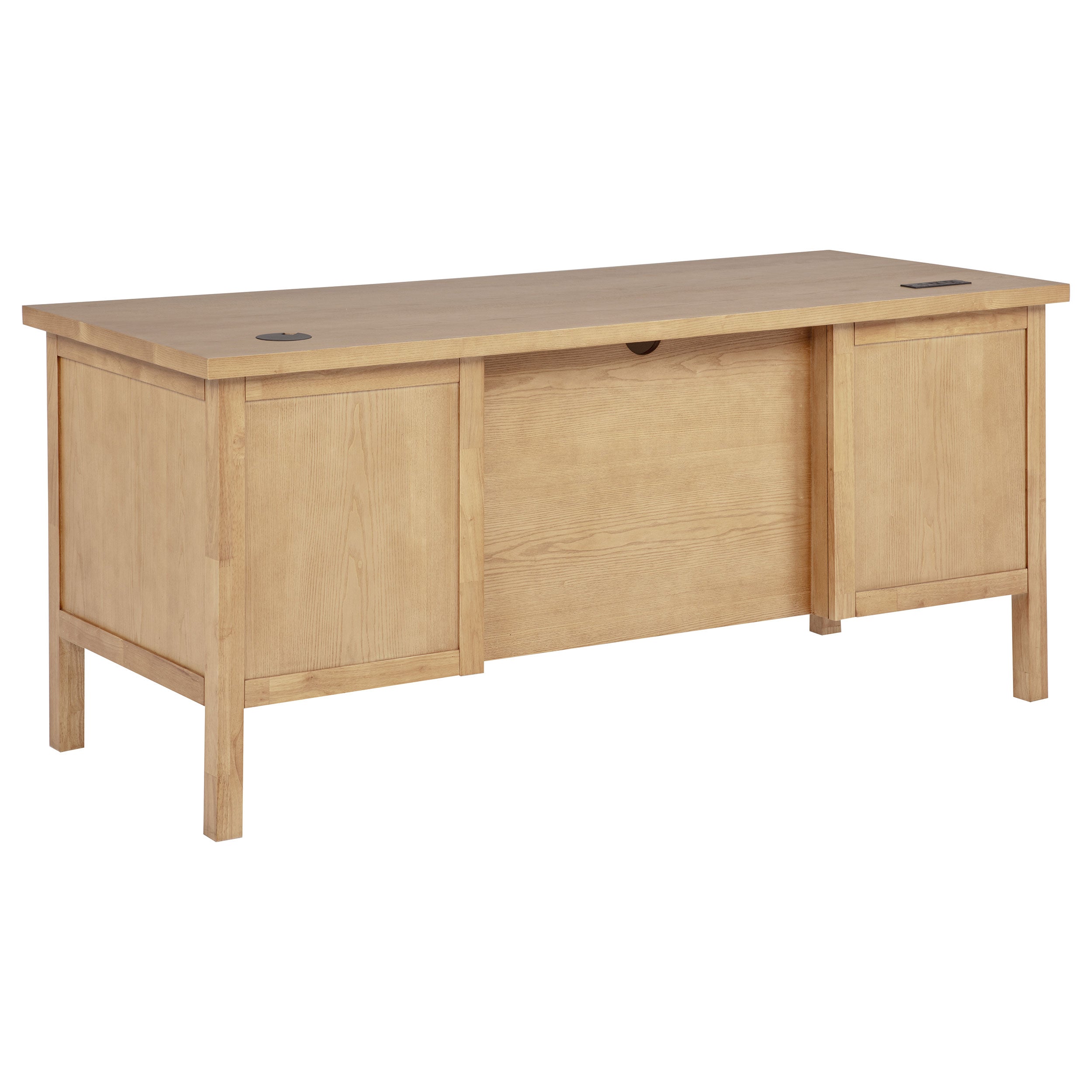 Vermes 66-inch 7-drawer Computer Desk with Power Outlet Light Ash — view 6