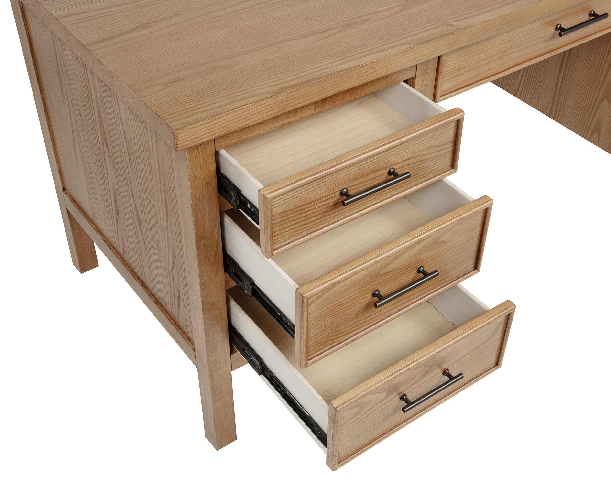 Vermes 66-inch 7-drawer Computer Desk with Power Outlet Light Ash — view 10