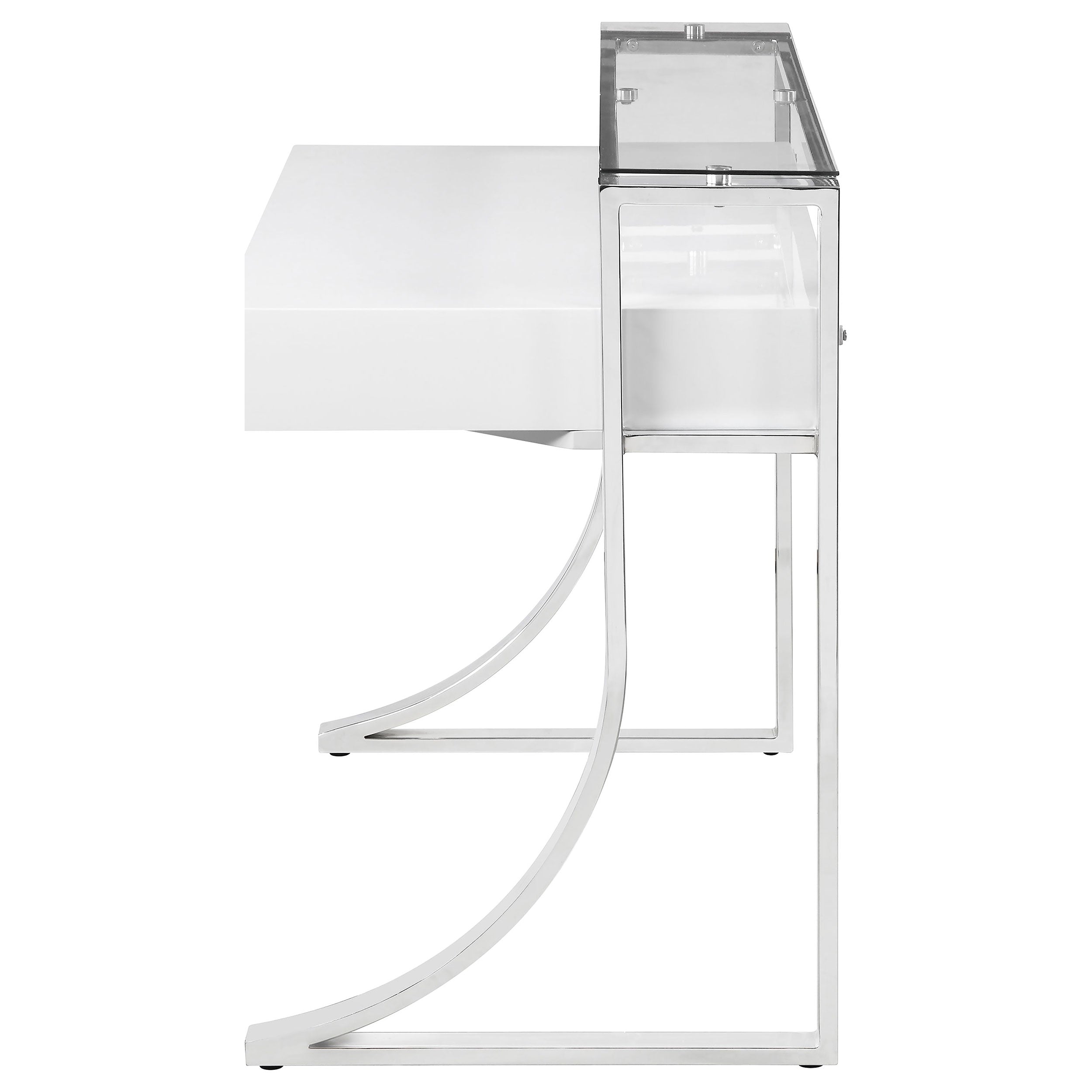 Gemma 48-inch 2-drawer Writing Desk White High Gloss — view 5